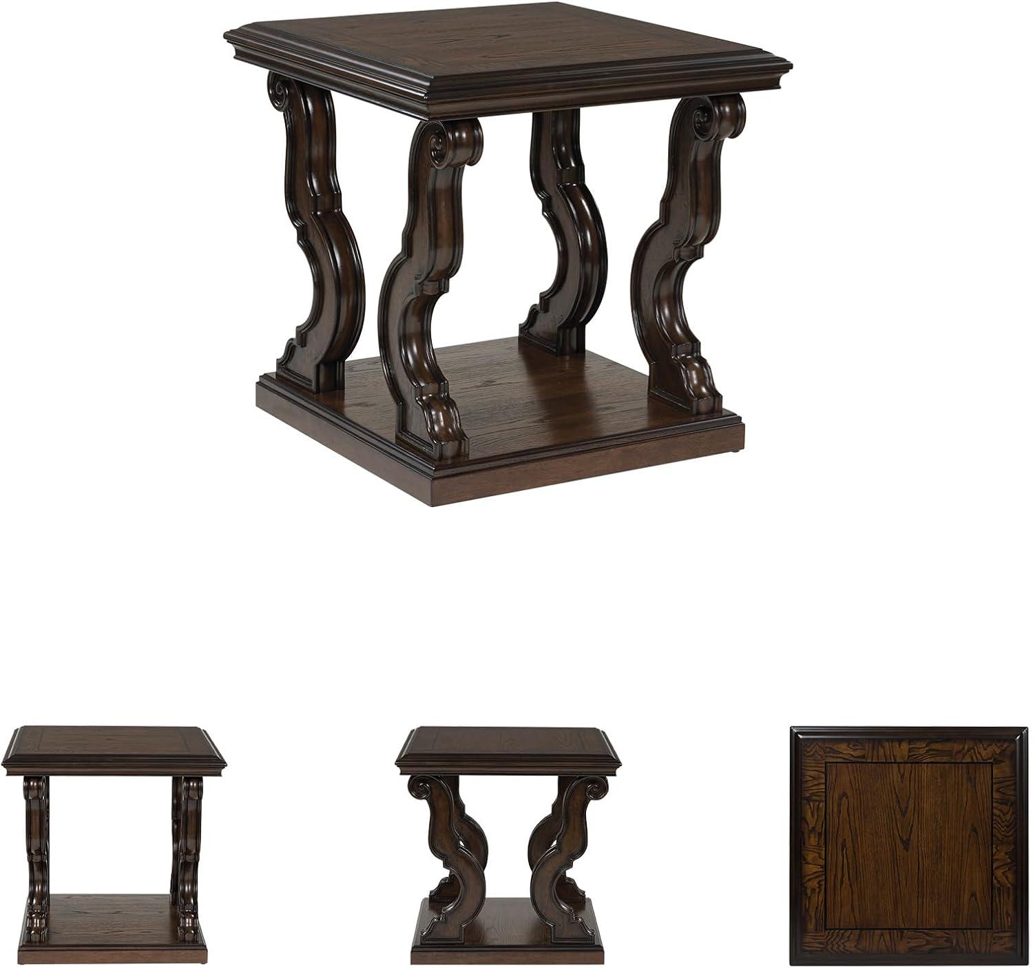 imageSignature Design by Ashley Havalance Farmhouse Rectangular End Table Floor Shelf Wood 26quot W x 2413quot D x 24quot H Vintage Gray ampamp White with Weathered FinishDark Brown