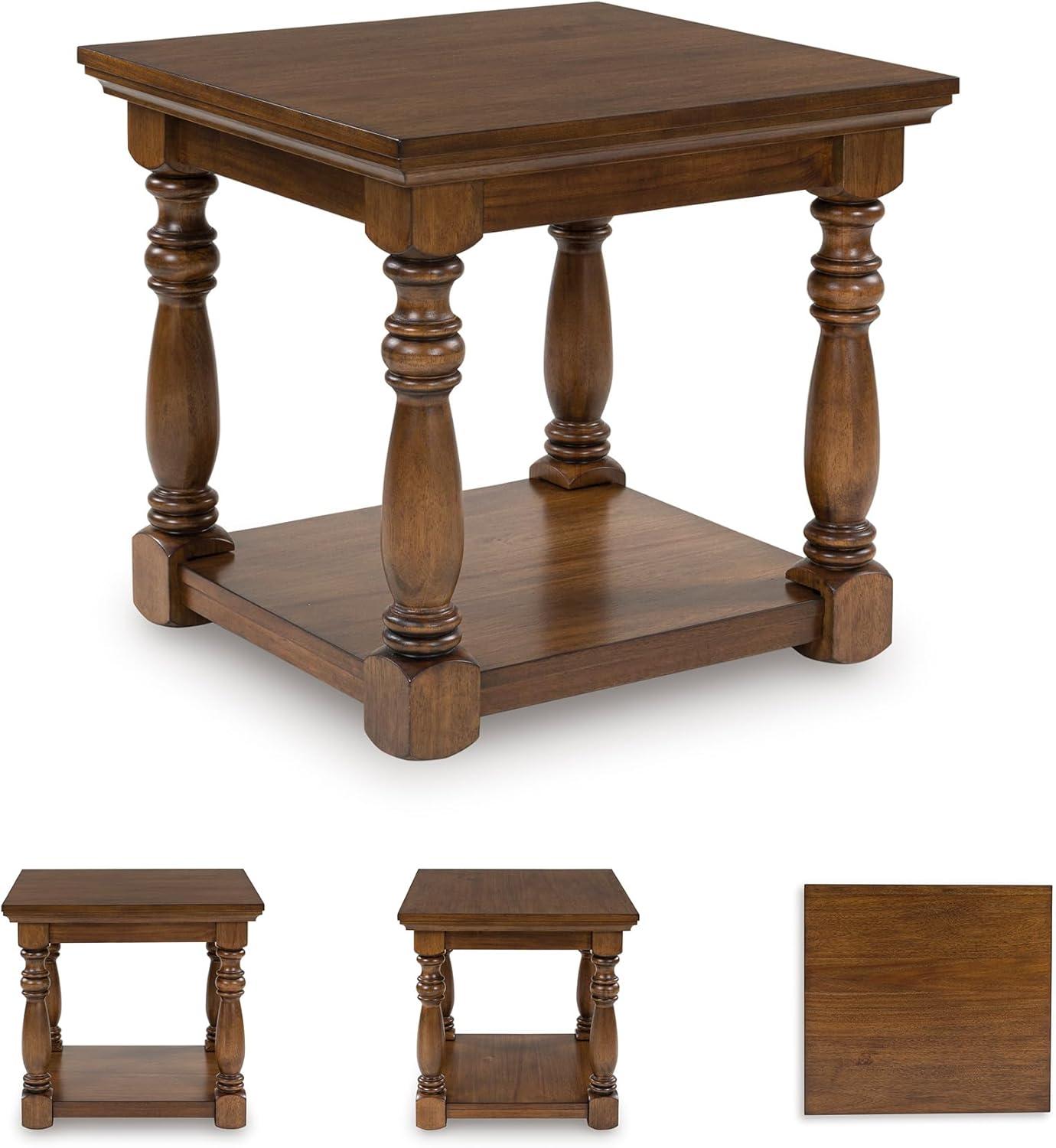 imageSignature Design by Ashley Havalance Farmhouse Rectangular End Table Floor Shelf Wood 26quot W x 2413quot D x 24quot H Vintage Gray ampamp White with Weathered FinishBrown