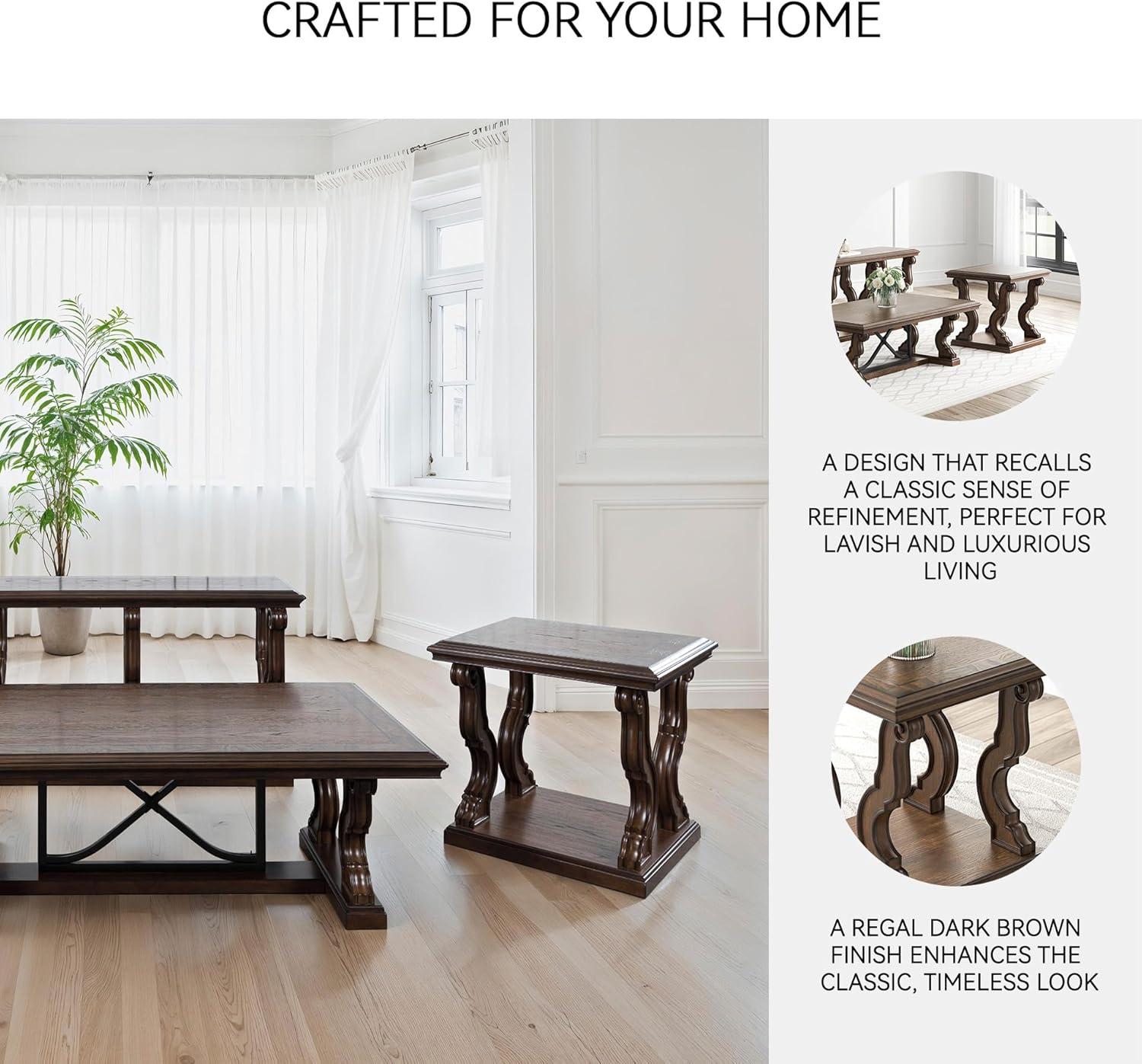 imageSignature Design by Ashley Havalance Farmhouse Rectangular End Table Floor Shelf Wood 26quot W x 2413quot D x 24quot H Vintage Gray ampamp White with Weathered FinishDark Brown