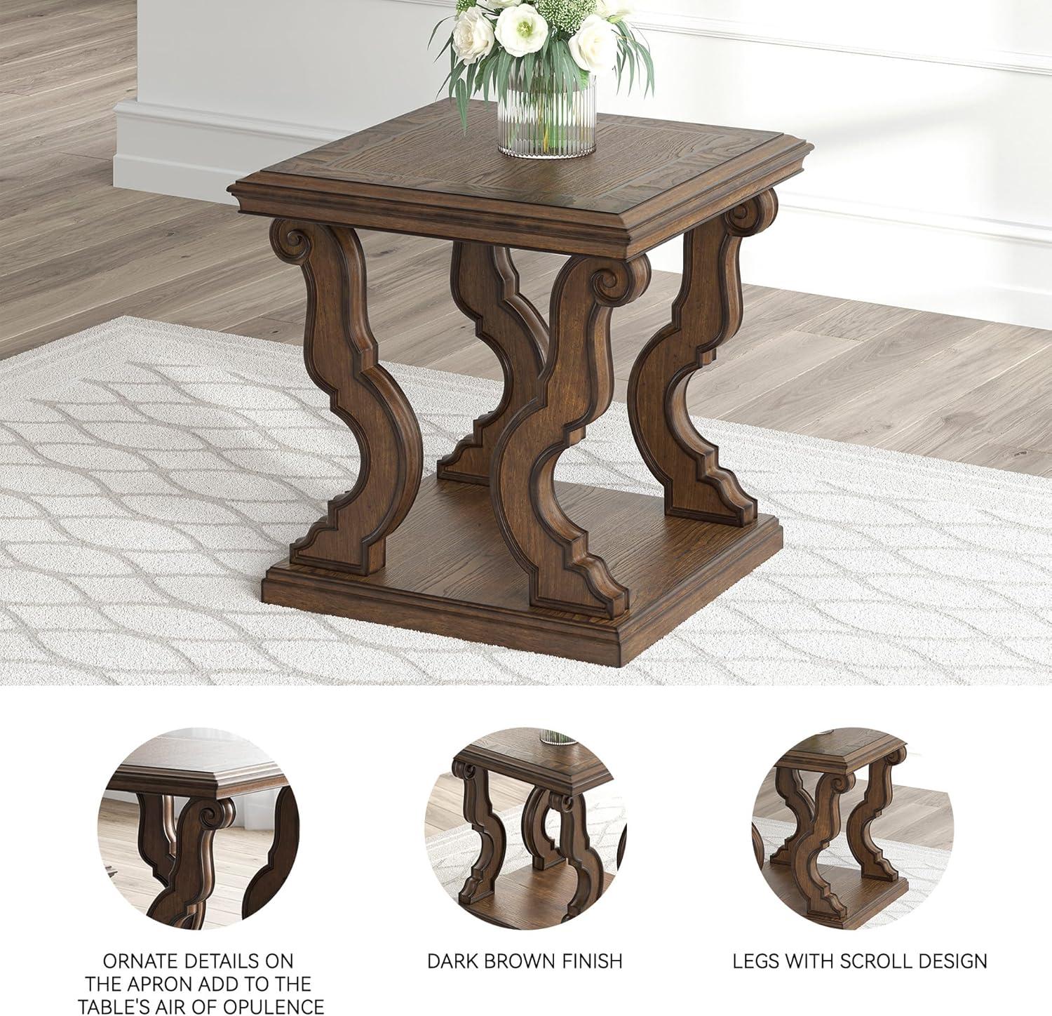 imageSignature Design by Ashley Havalance Farmhouse Rectangular End Table Floor Shelf Wood 26quot W x 2413quot D x 24quot H Vintage Gray ampamp White with Weathered FinishDark Brown