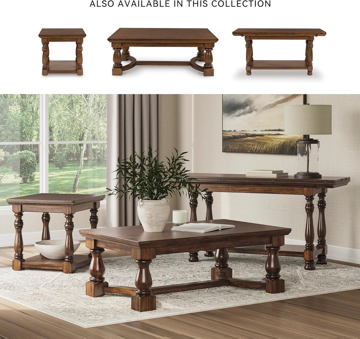 imageSignature Design by Ashley Havalance Farmhouse Rectangular End Table Floor Shelf Wood 26quot W x 2413quot D x 24quot H Vintage Gray ampamp White with Weathered FinishBrown