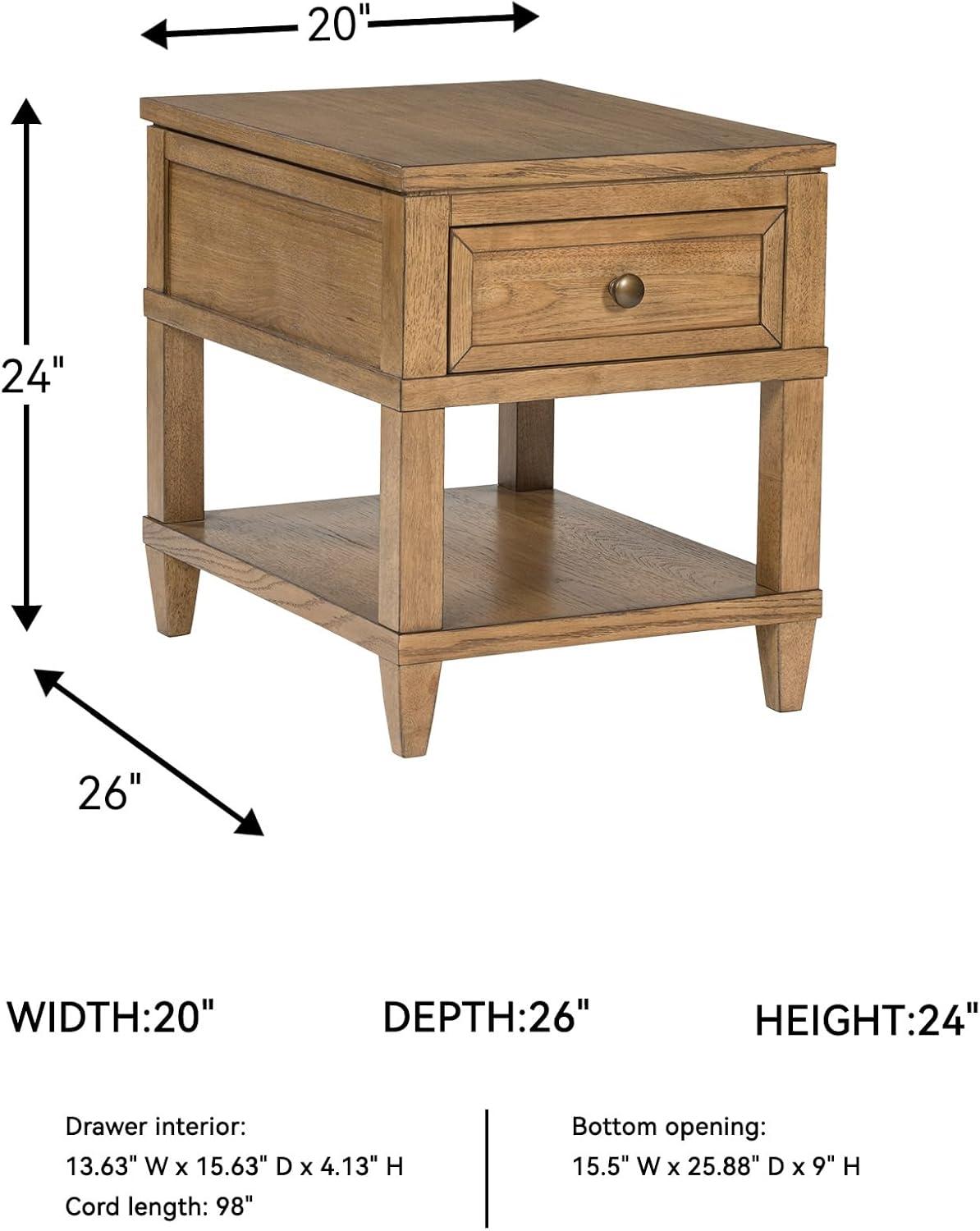 imageSignature Design by Ashley Havalance Farmhouse Rectangular End Table Floor Shelf Wood 26quot W x 2413quot D x 24quot H Vintage Gray ampamp White with Weathered FinishLight Brown