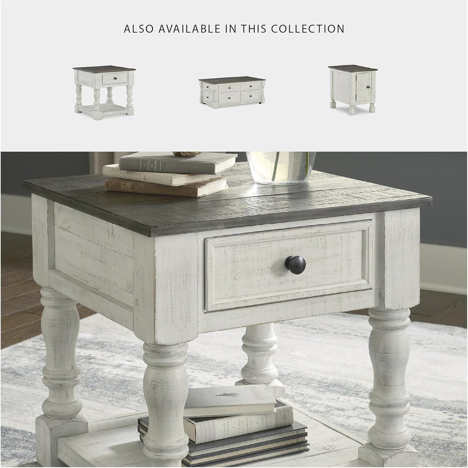 imageSignature Design by Ashley Havalance French Country Square End Table White ampamp GrayTable