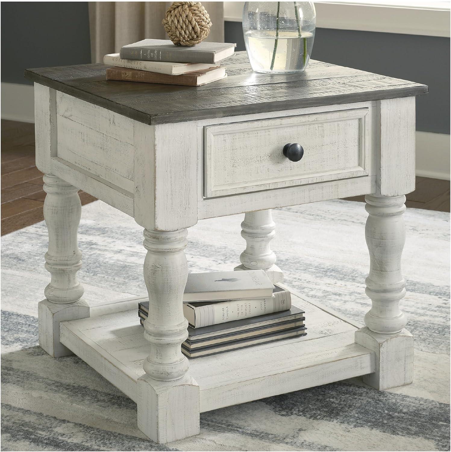 imageSignature Design by Ashley Havalance French Country Square End Table White ampamp GrayTable