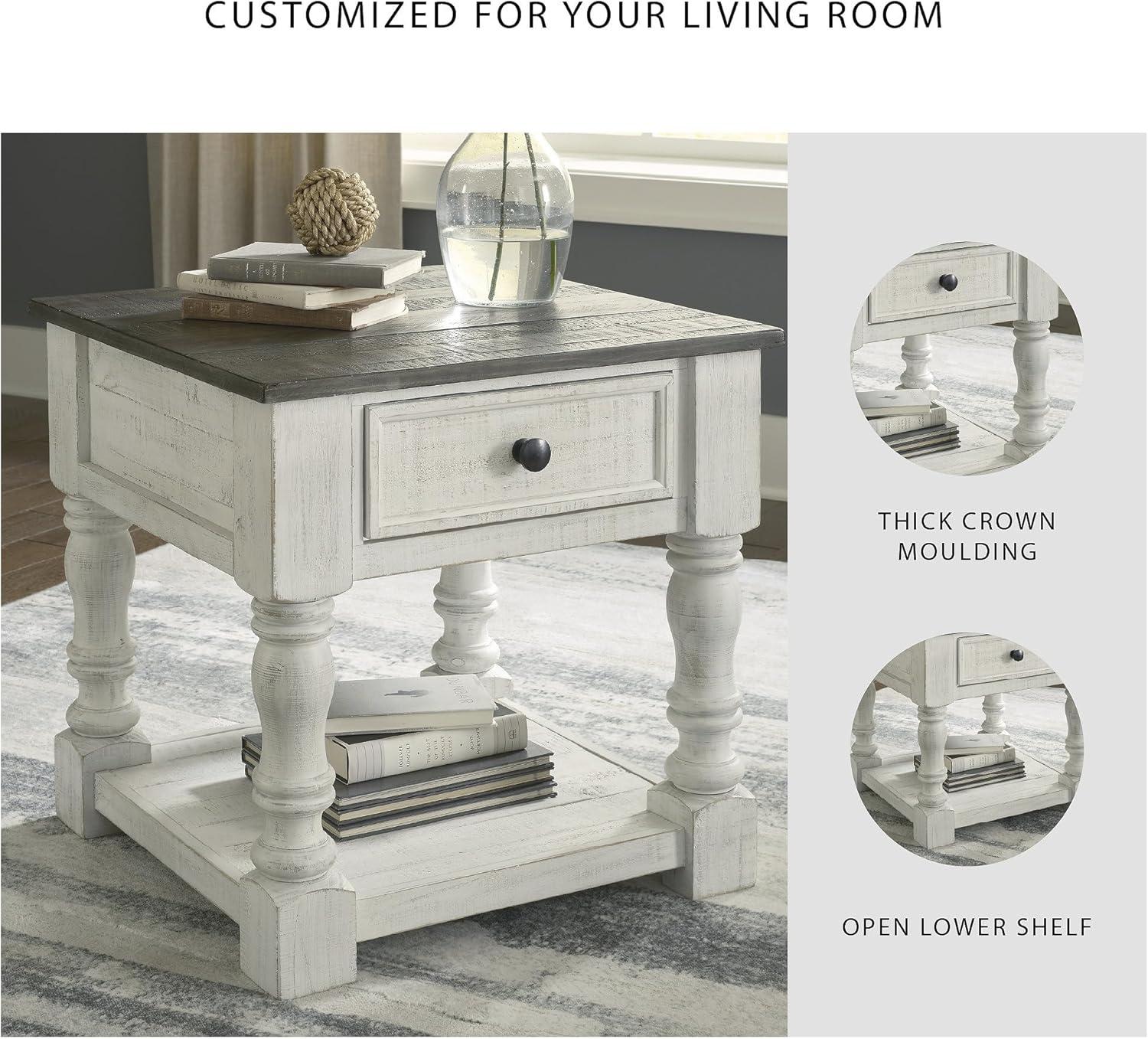 imageSignature Design by Ashley Havalance French Country Square End Table White ampamp GrayTable