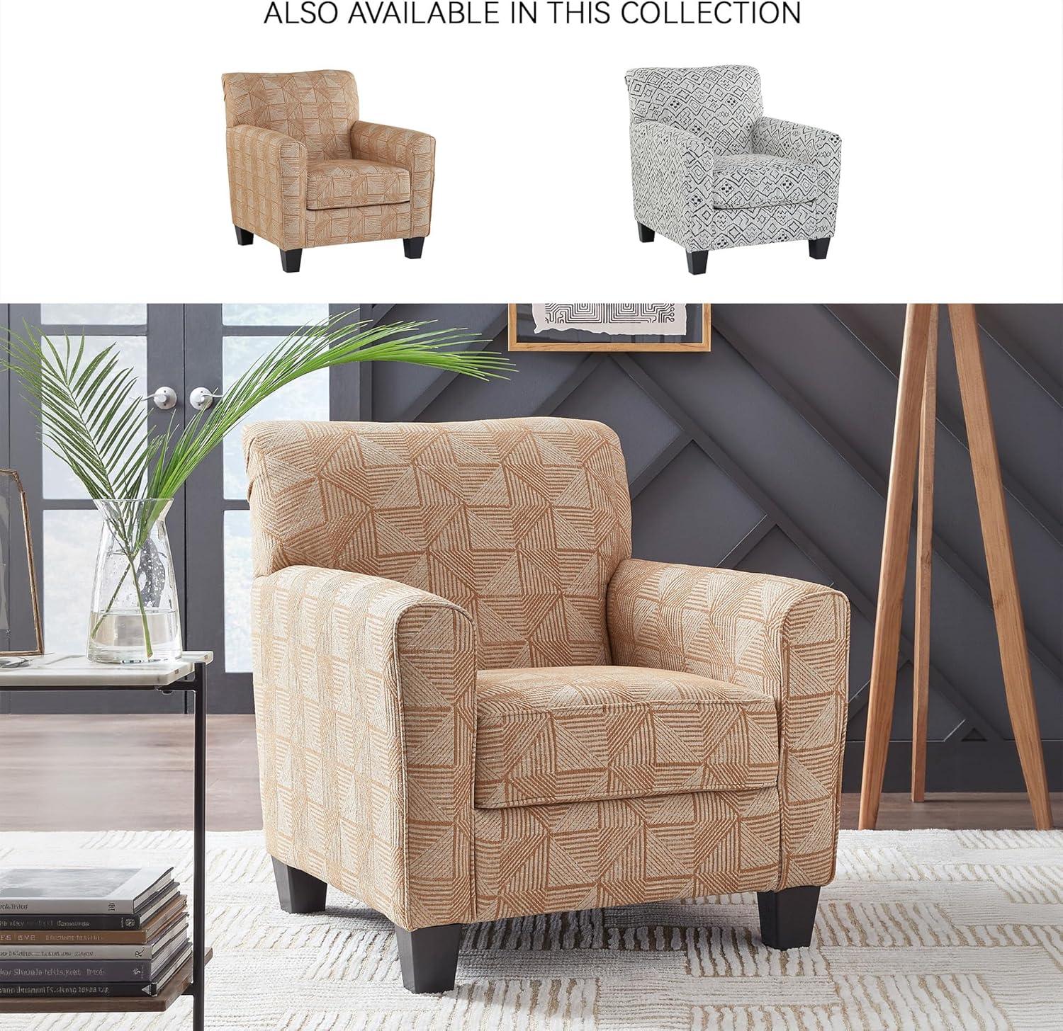 imageSignature Design by Ashley Hayesdale Contemporary Accent Chair with Removable Cushions Tapered Legs and Geometric Patttern Orange