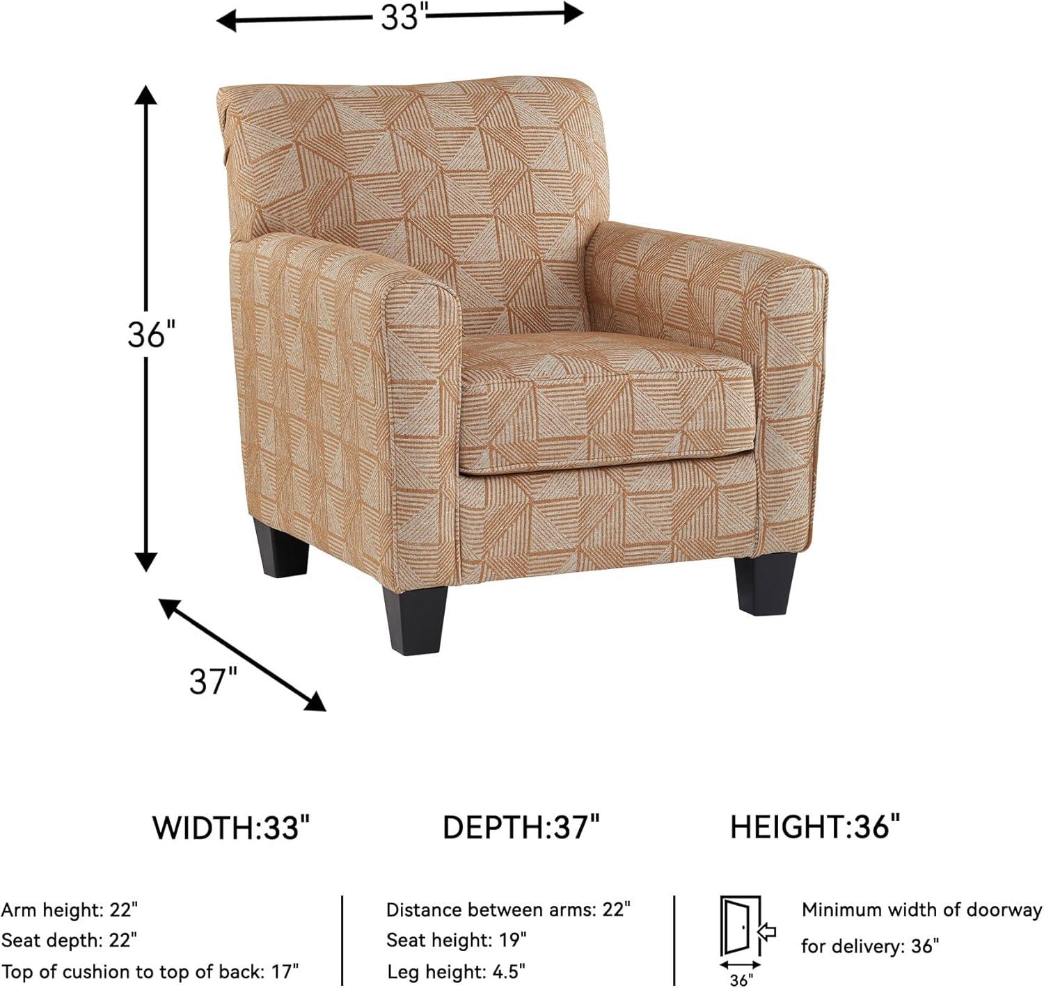 imageSignature Design by Ashley Hayesdale Contemporary Accent Chair with Removable Cushions Tapered Legs and Geometric Patttern Orange