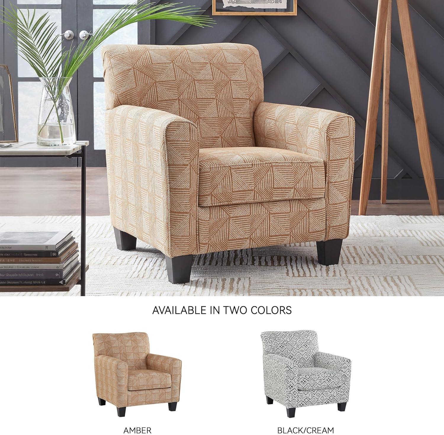 imageSignature Design by Ashley Hayesdale Contemporary Accent Chair with Removable Cushions Tapered Legs and Geometric Patttern Orange