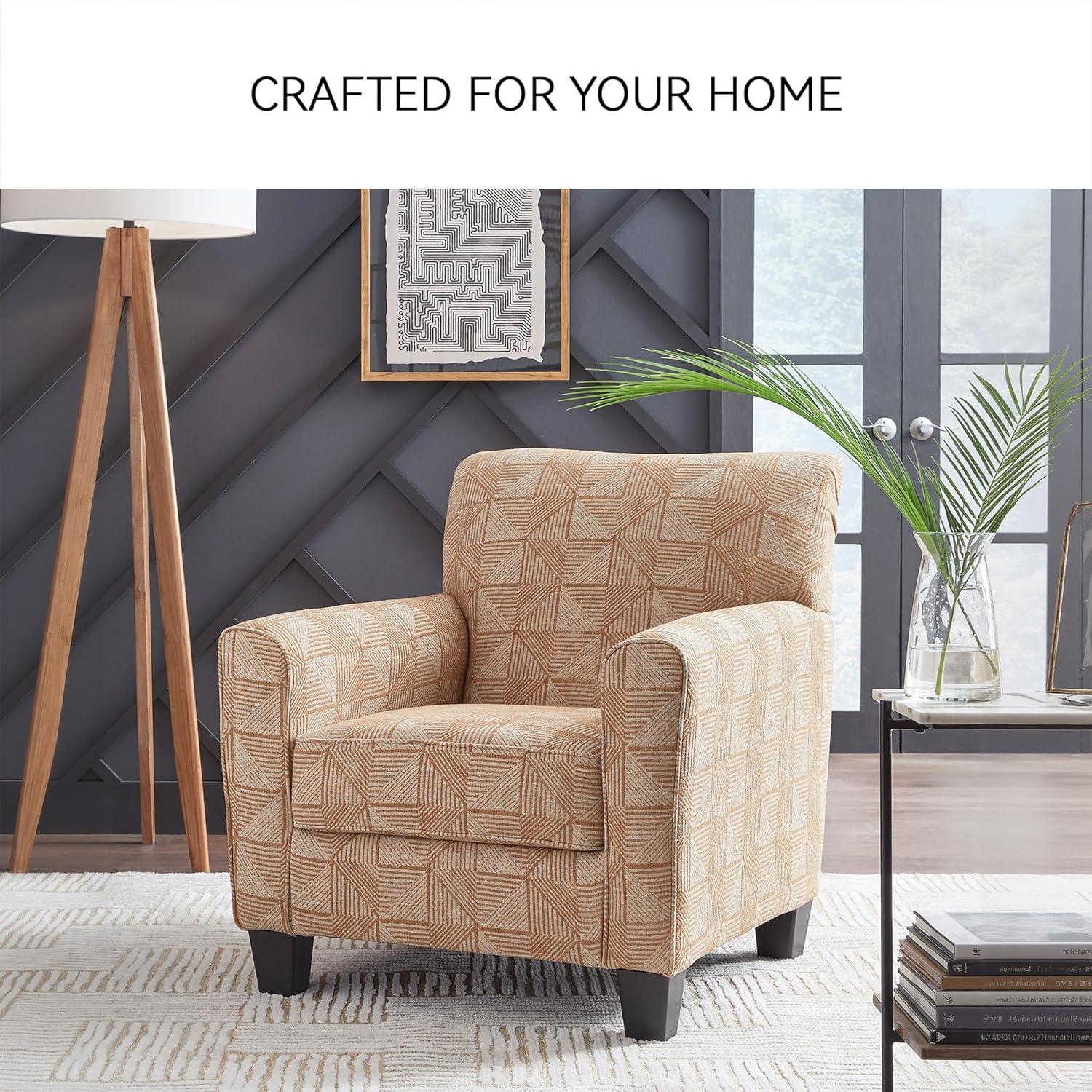 imageSignature Design by Ashley Hayesdale Contemporary Accent Chair with Removable Cushions Tapered Legs and Geometric Patttern Orange