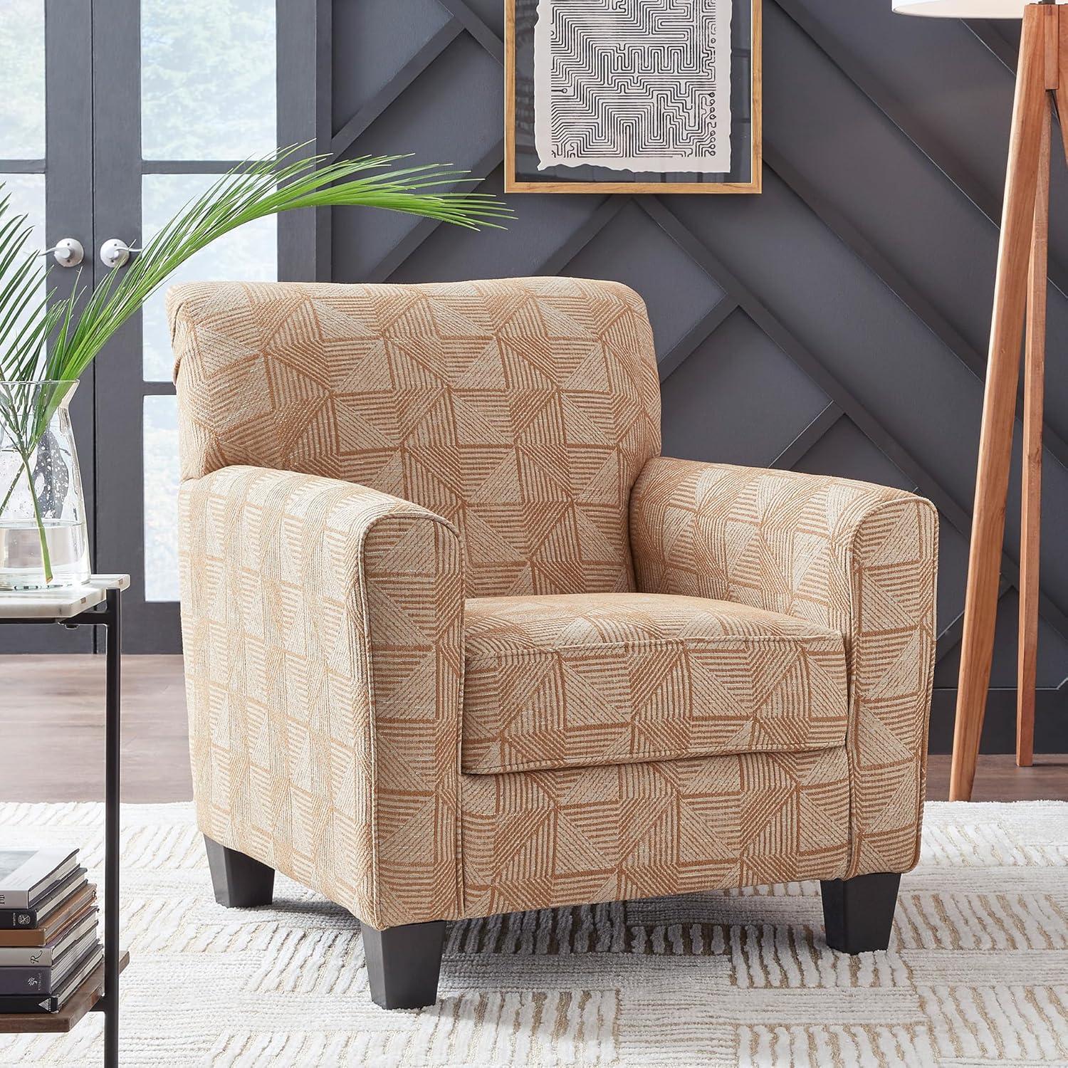 imageSignature Design by Ashley Hayesdale Contemporary Accent Chair with Removable Cushions Tapered Legs and Geometric Patttern Orange