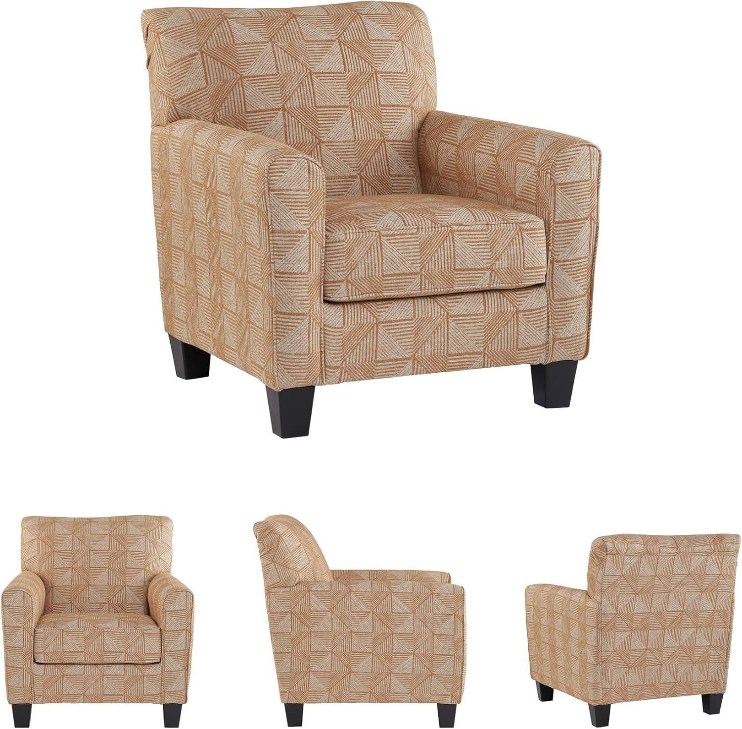 imageSignature Design by Ashley Hayesdale Contemporary Accent Chair with Removable Cushions Tapered Legs and Geometric Patttern Orange