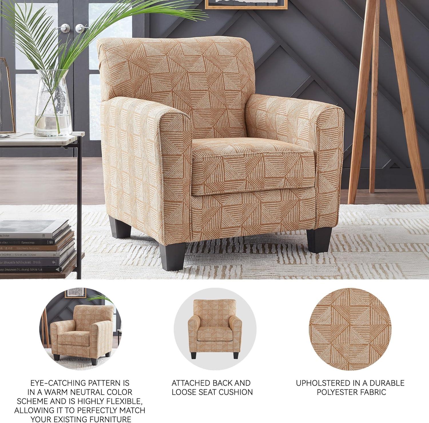 imageSignature Design by Ashley Hayesdale Contemporary Accent Chair with Removable Cushions Tapered Legs and Geometric Patttern Orange