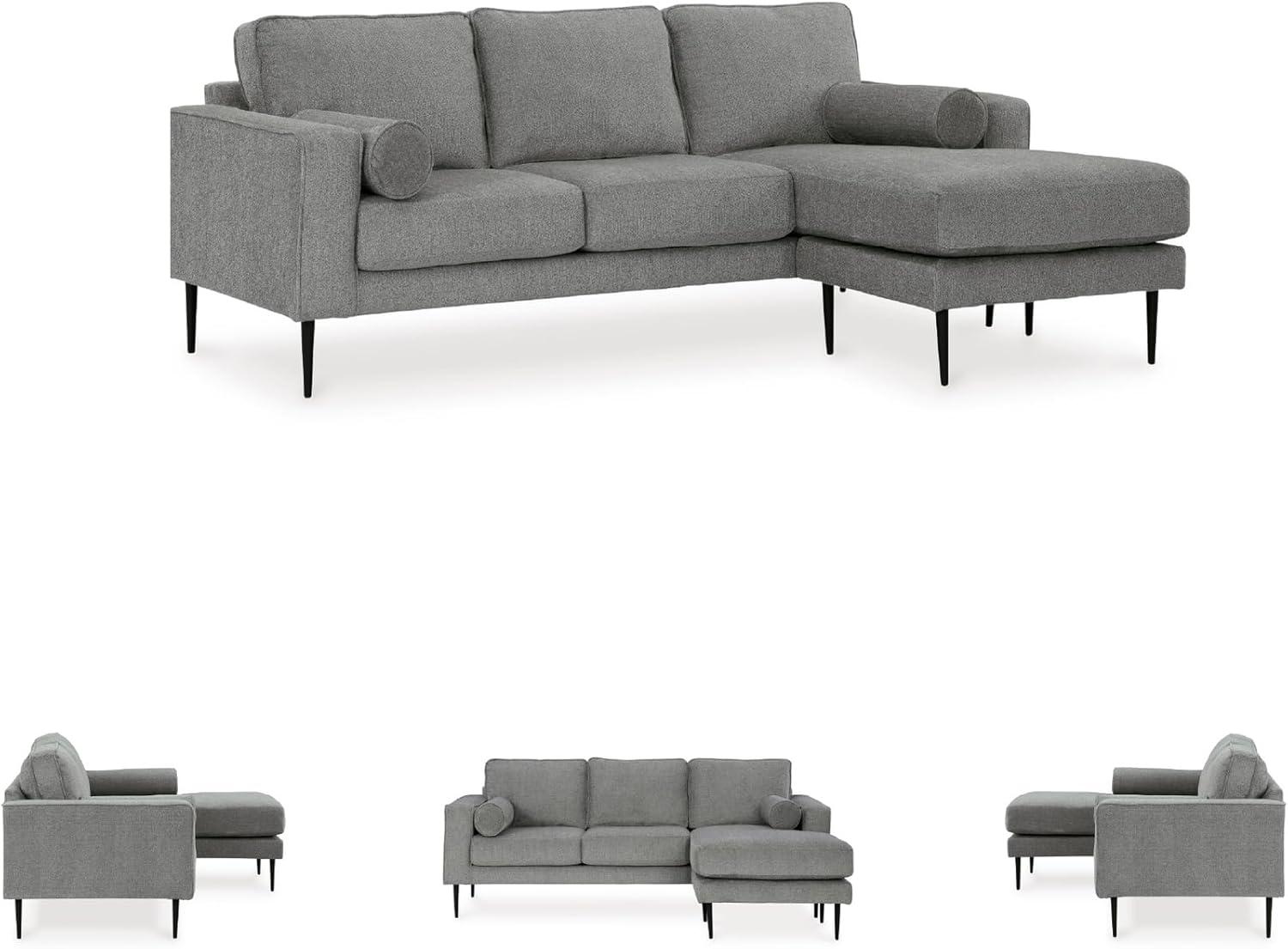 imageSignature Design by Ashley Hazela Contemporary Sectional Sofa Couch with Chaise Lounge GrayGrey