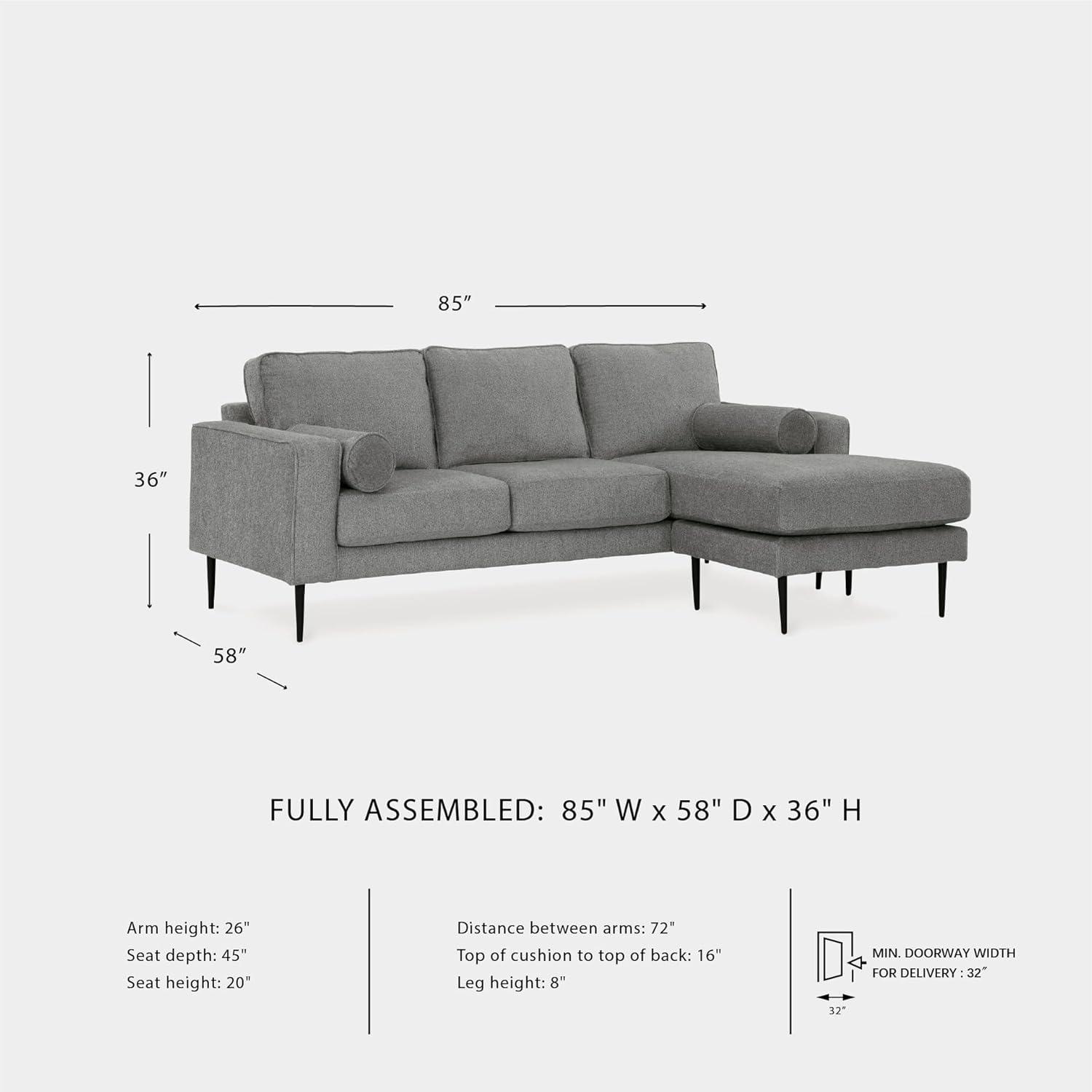 imageSignature Design by Ashley Hazela Contemporary Sectional Sofa Couch with Chaise Lounge GrayGrey