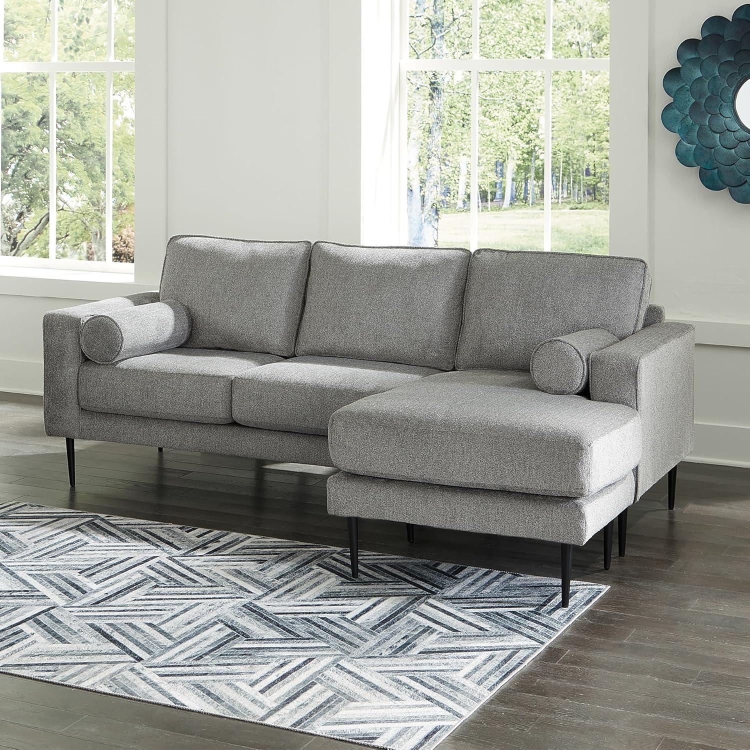 imageSignature Design by Ashley Hazela Contemporary Sectional Sofa Couch with Chaise Lounge GrayGrey