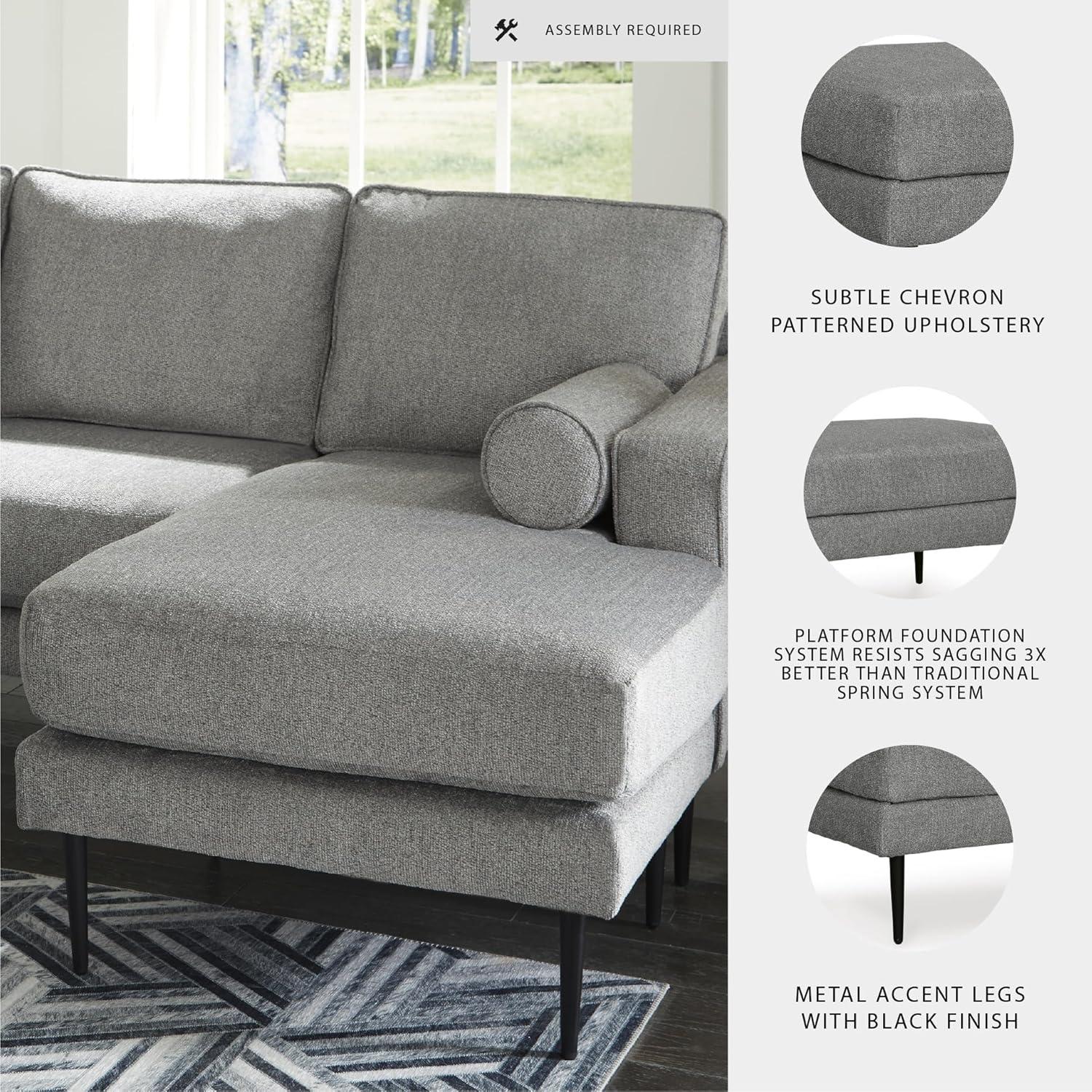 imageSignature Design by Ashley Hazela Contemporary Sectional Sofa Couch with Chaise Lounge GrayGrey