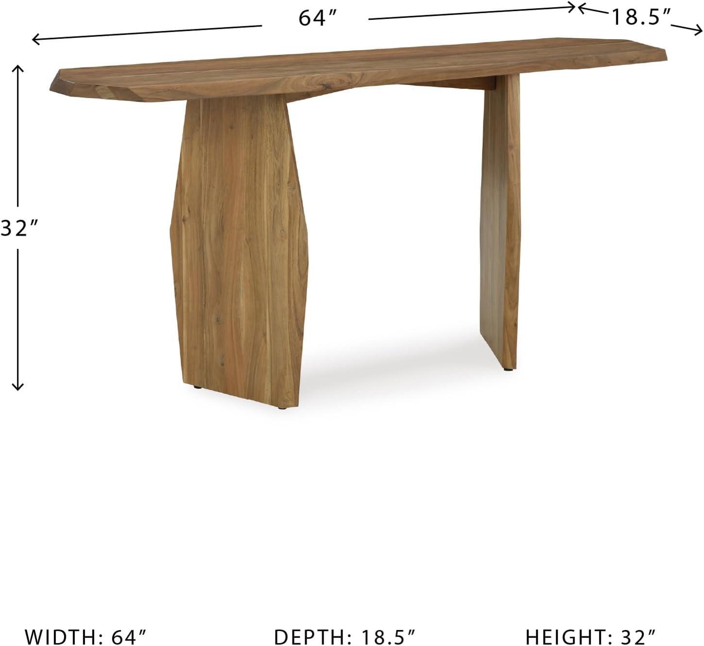 imageSignature Design by Ashley Holward Rustic Solid Wood Console Sofa Table Light Brown