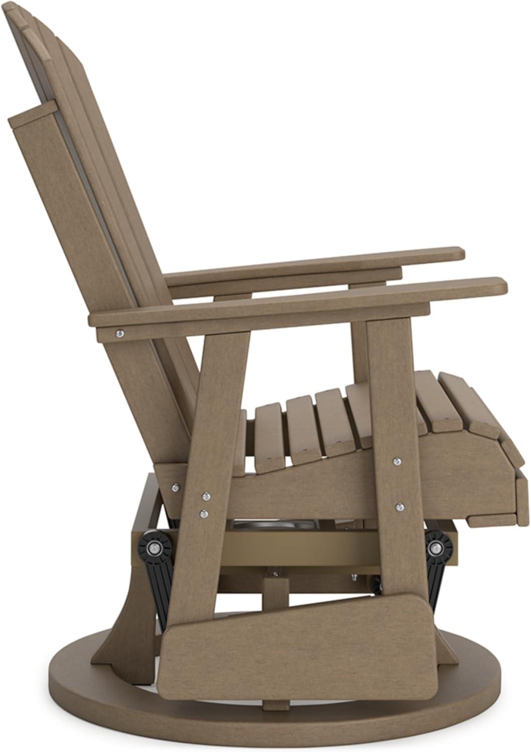 imageSignature Design by Ashley Hyland Wave Modern Outdoor Swivel Glider Chair Gentle Gliding Motion Stainless Steel Hardware and HDPE 3088quot W x 305quot D x 4163quot H BlackBrown