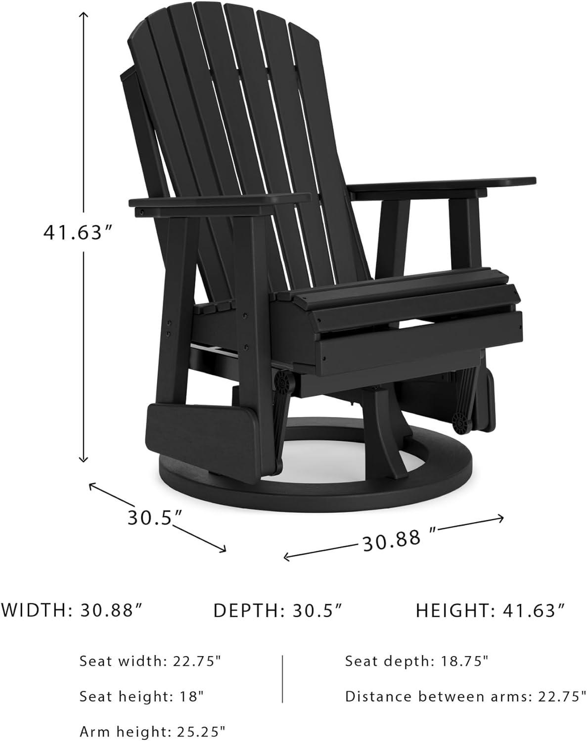 imageSignature Design by Ashley Hyland Wave Modern Outdoor Swivel Glider Chair Gentle Gliding Motion Stainless Steel Hardware and HDPE 3088quot W x 305quot D x 4163quot H BlackBlack