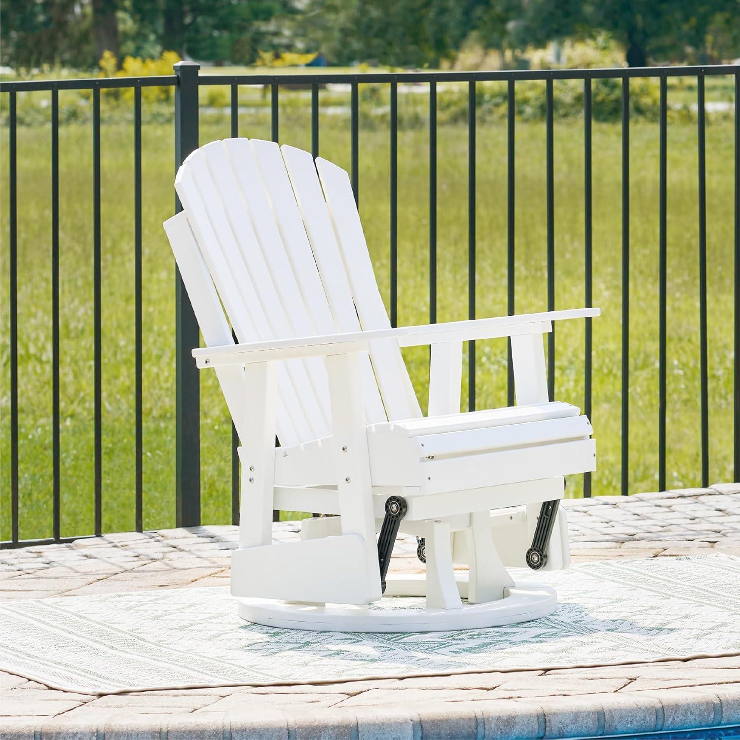 imageSignature Design by Ashley Hyland Wave Modern Outdoor Swivel Glider Chair Gentle Gliding Motion Stainless Steel Hardware and HDPE 3088quot W x 305quot D x 4163quot H BlackWhite