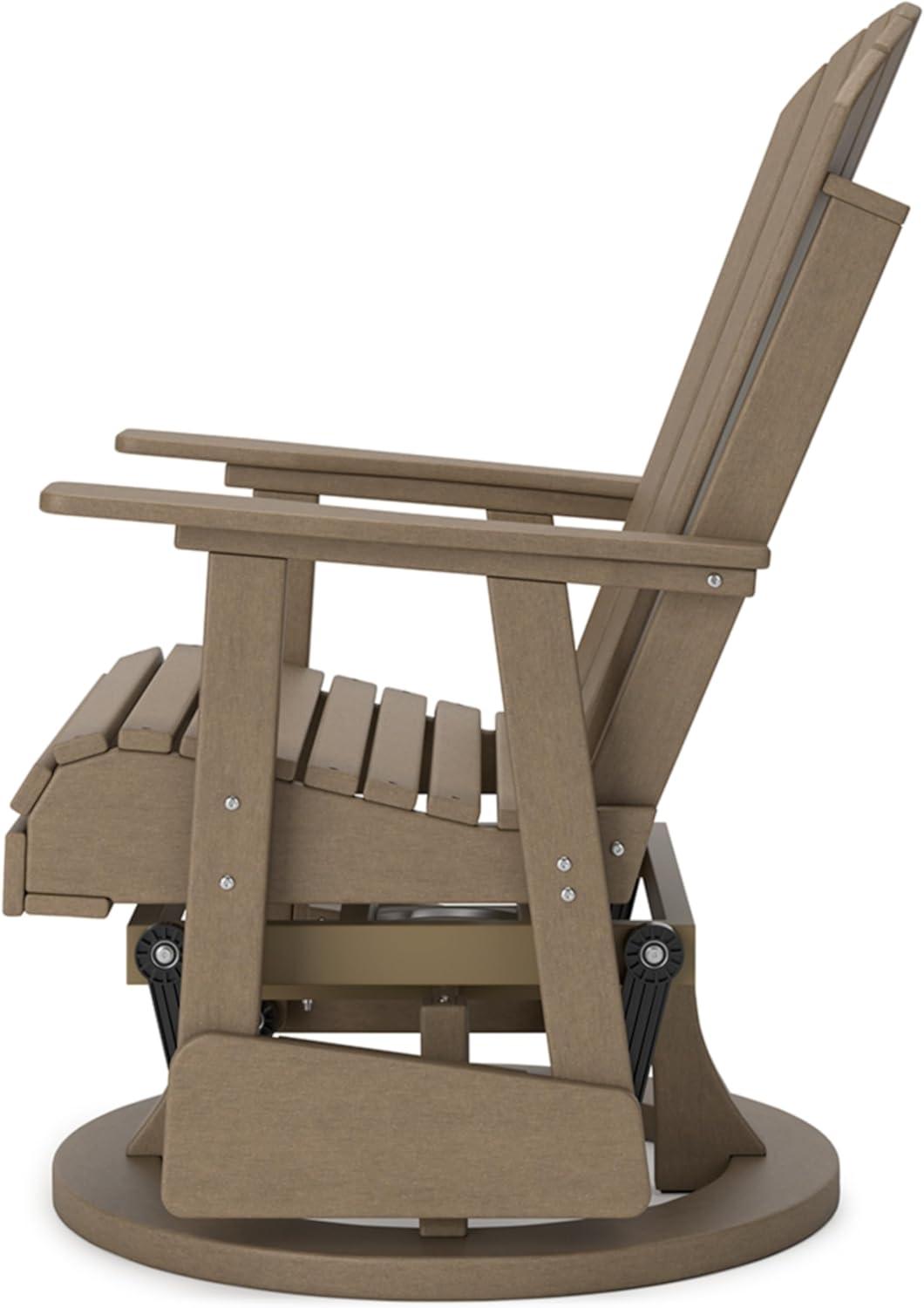 imageSignature Design by Ashley Hyland Wave Modern Outdoor Swivel Glider Chair Gentle Gliding Motion Stainless Steel Hardware and HDPE 3088quot W x 305quot D x 4163quot H BlackBrown