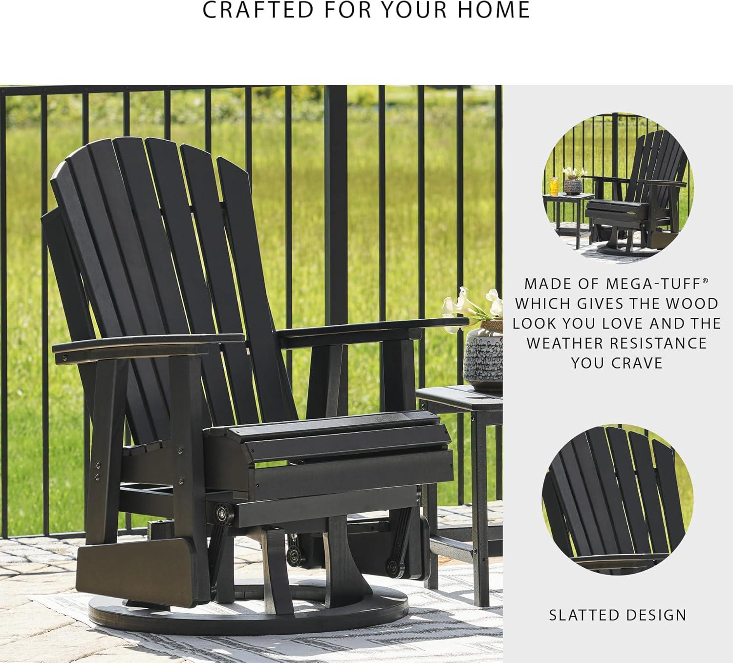 imageSignature Design by Ashley Hyland Wave Modern Outdoor Swivel Glider Chair Gentle Gliding Motion Stainless Steel Hardware and HDPE 3088quot W x 305quot D x 4163quot H BlackBlack