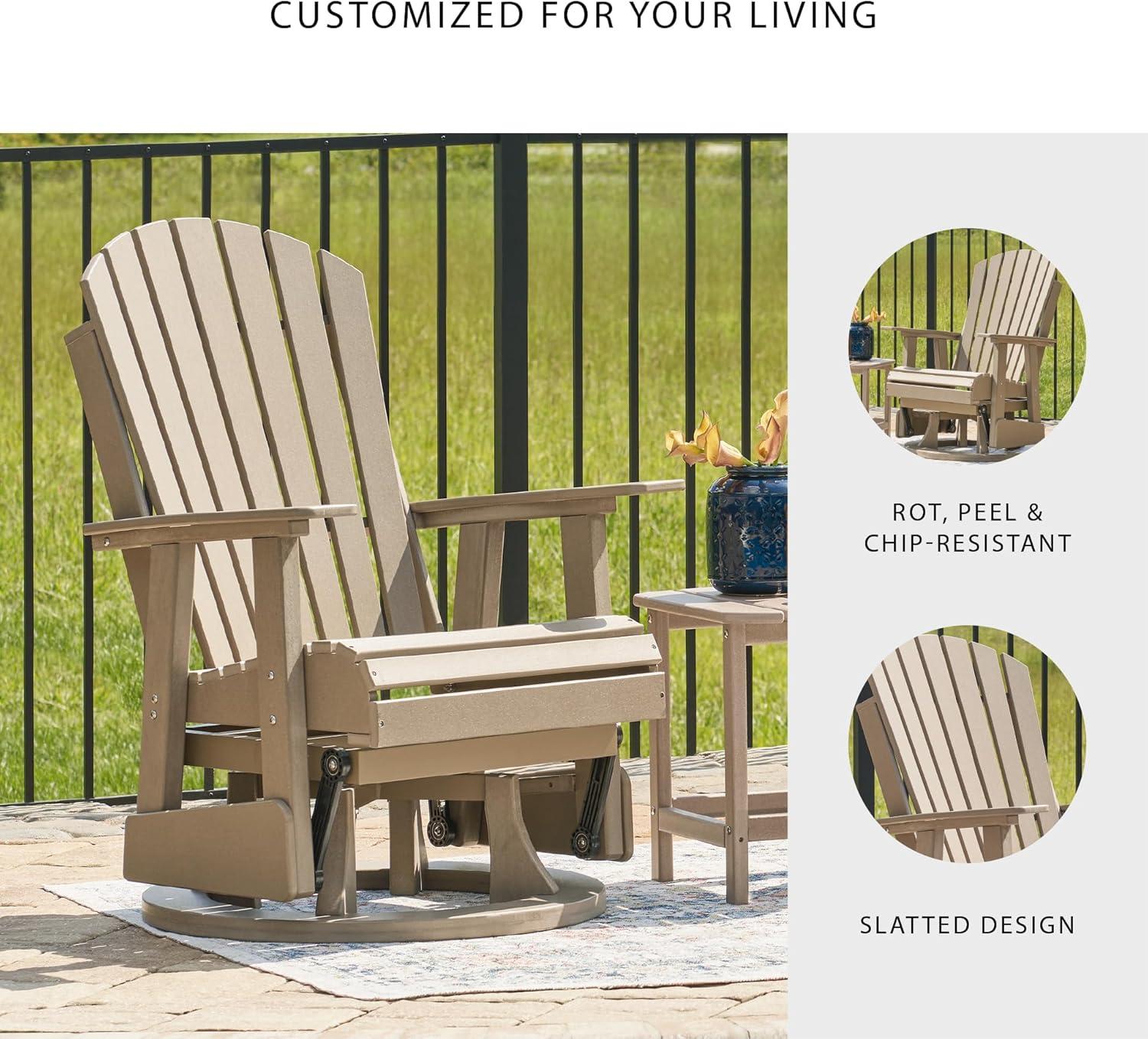 imageSignature Design by Ashley Hyland Wave Modern Outdoor Swivel Glider Chair Gentle Gliding Motion Stainless Steel Hardware and HDPE 3088quot W x 305quot D x 4163quot H BlackBrown