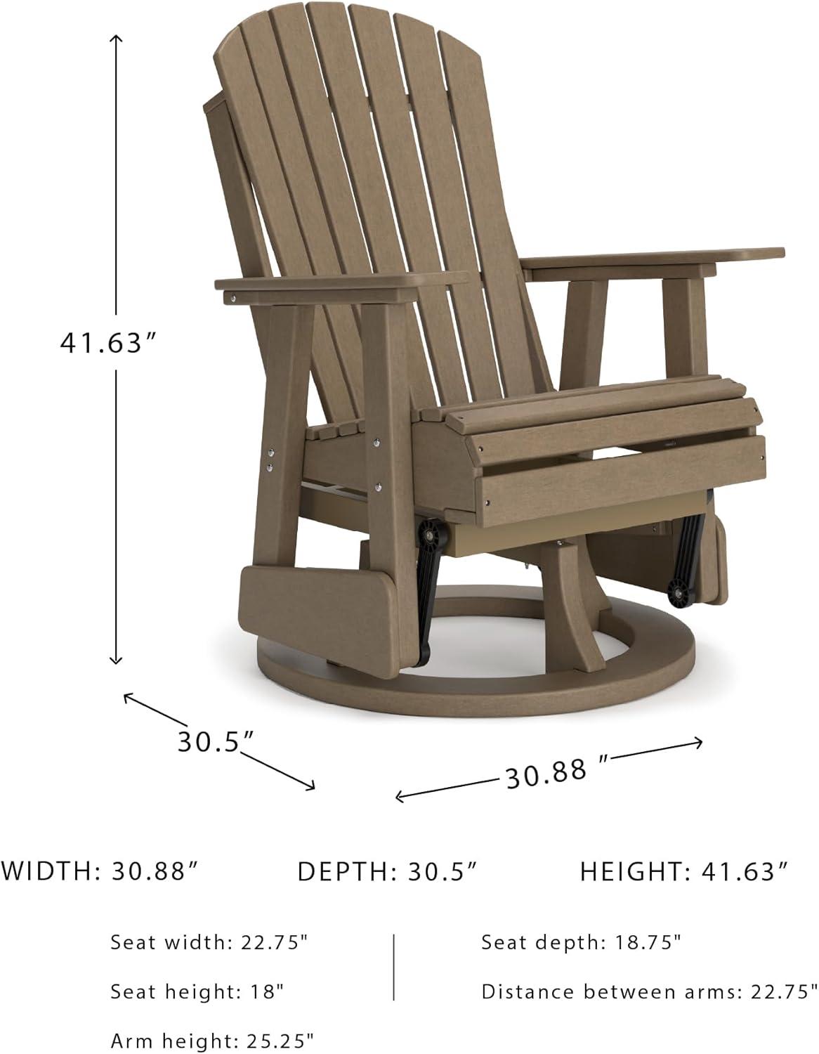 imageSignature Design by Ashley Hyland Wave Modern Outdoor Swivel Glider Chair Gentle Gliding Motion Stainless Steel Hardware and HDPE 3088quot W x 305quot D x 4163quot H BlackBrown