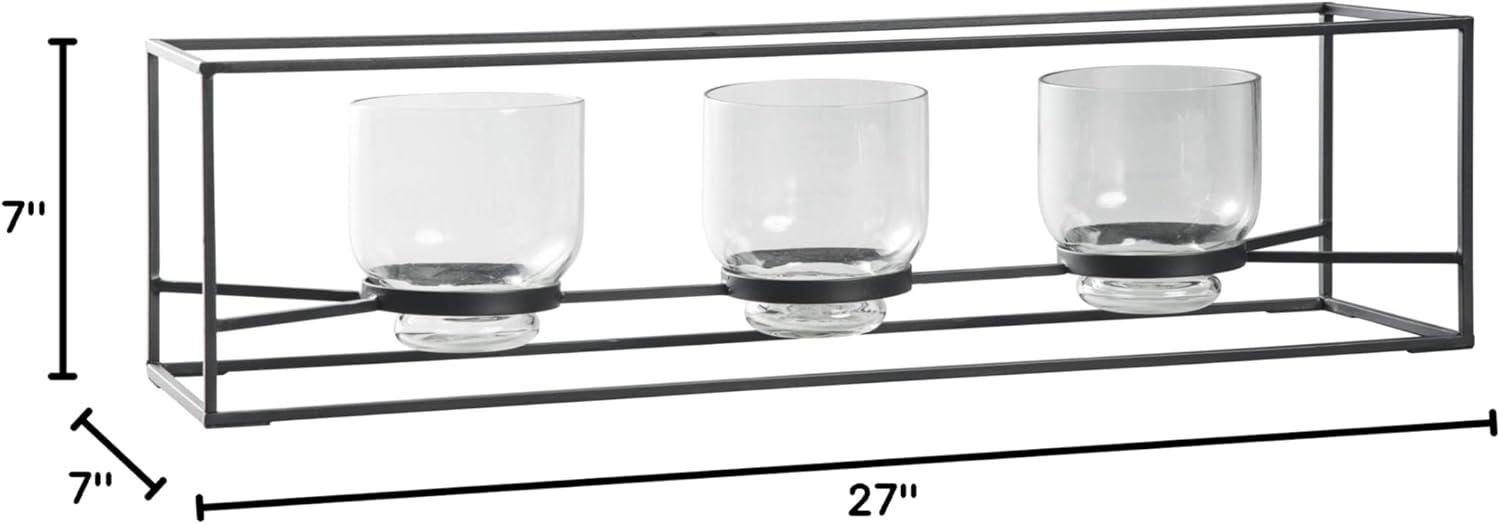 imageSignature Design by Ashley Jadyn Metal 3 Pillar Glass Decorative Candle Holder Black