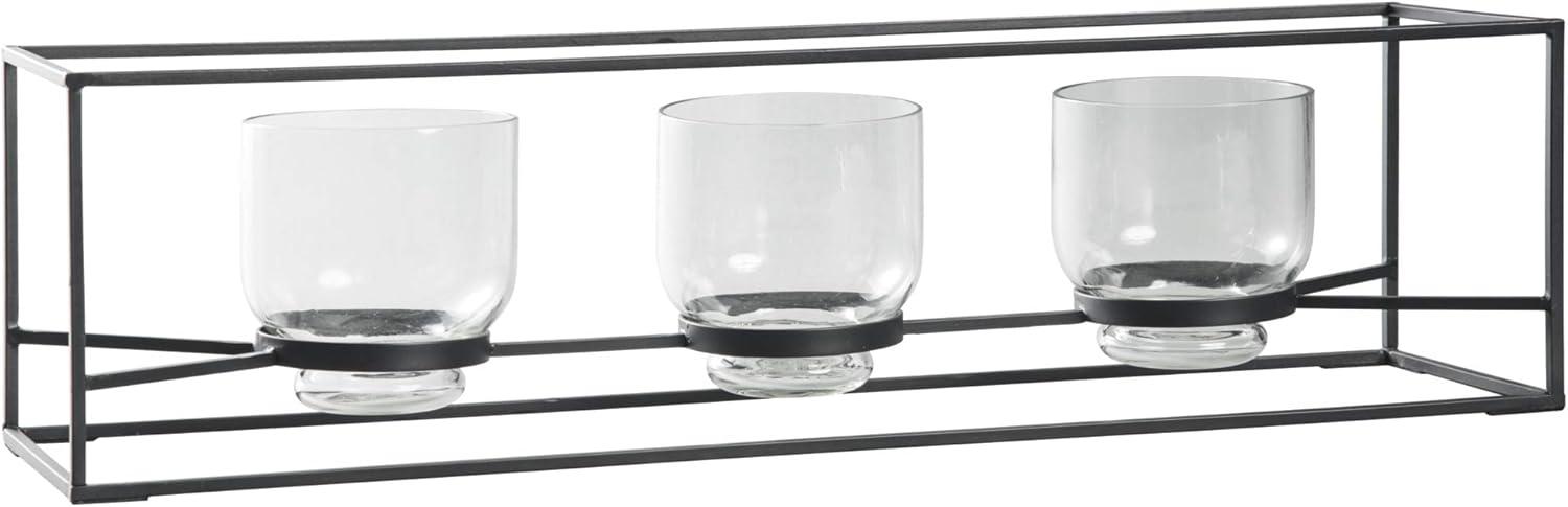 imageSignature Design by Ashley Jadyn Metal 3 Pillar Glass Decorative Candle Holder Black