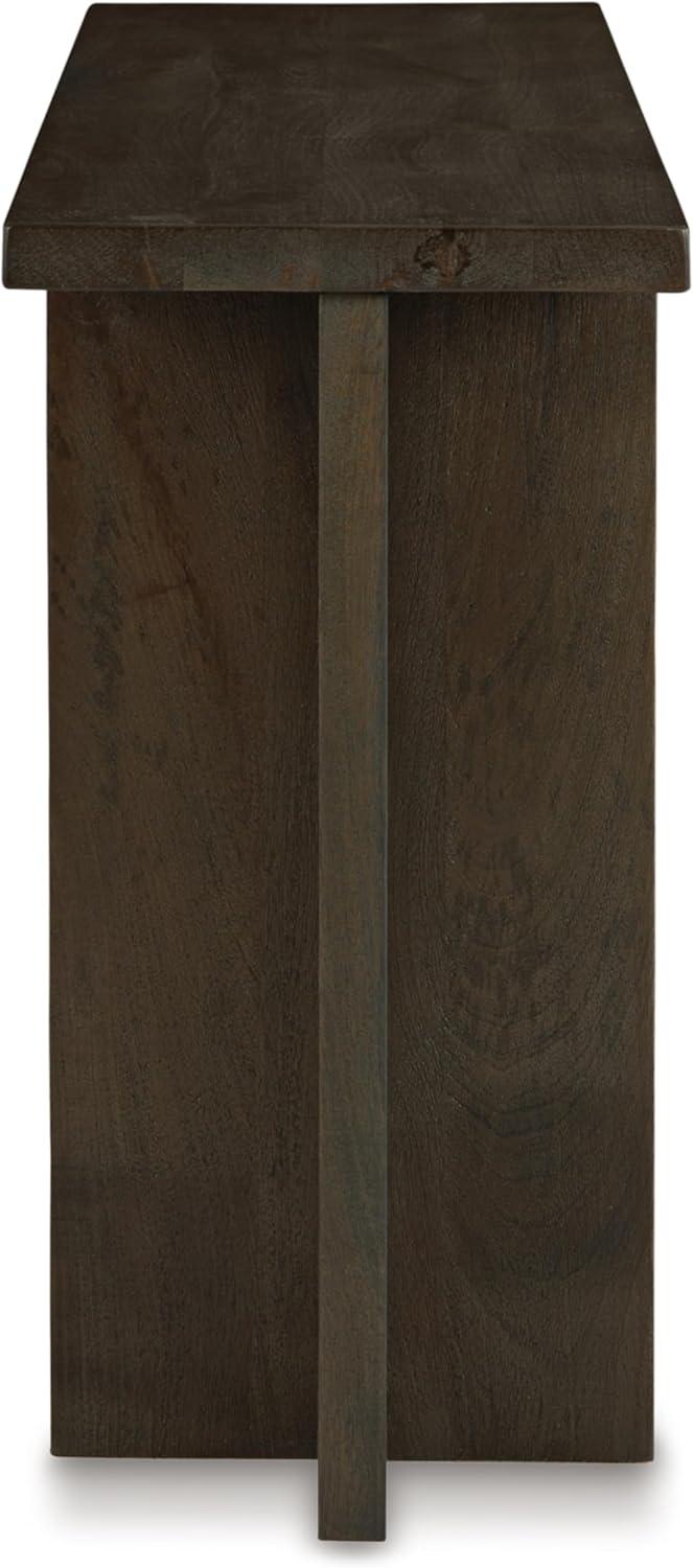imageSignature Design by Ashley Jalenry Casual Console Sofa Table with T Post Legs and Light Sandblasted Effect Dark Brown