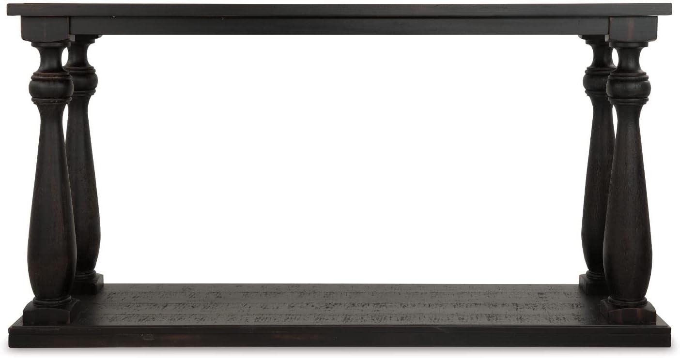 imageSignature Design by Ashley Johnelle Casual Sofa Table Planklook Framed Tabletop Weathered Finish Elm Veneers and Wood 60quot W x 18quot D x 3188quot H GrayBlack