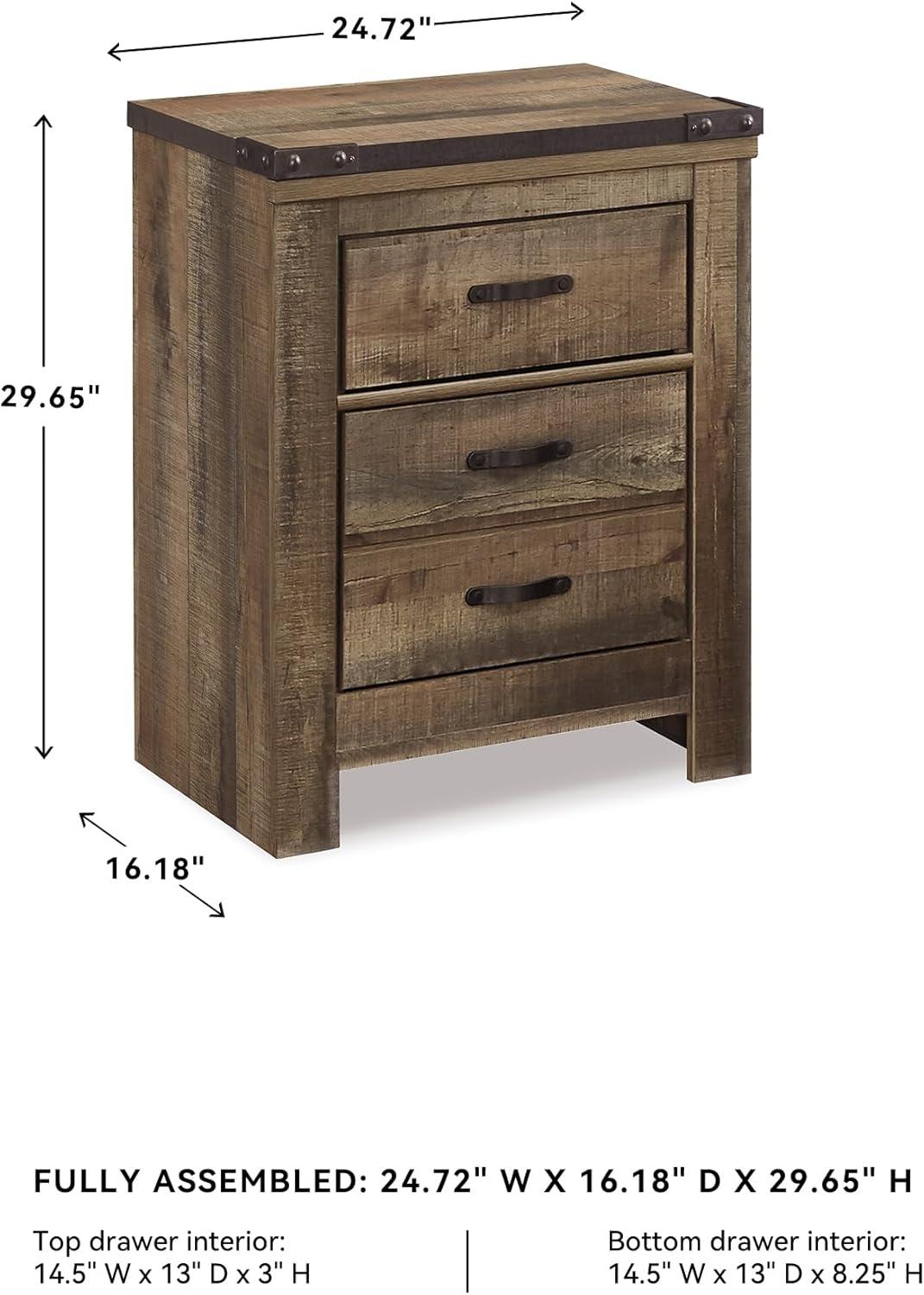 imageSignature Design by Ashley Juararo Rustic 2 Drawer Nightstand 2921quot Tall Dark BrownWarm Brown