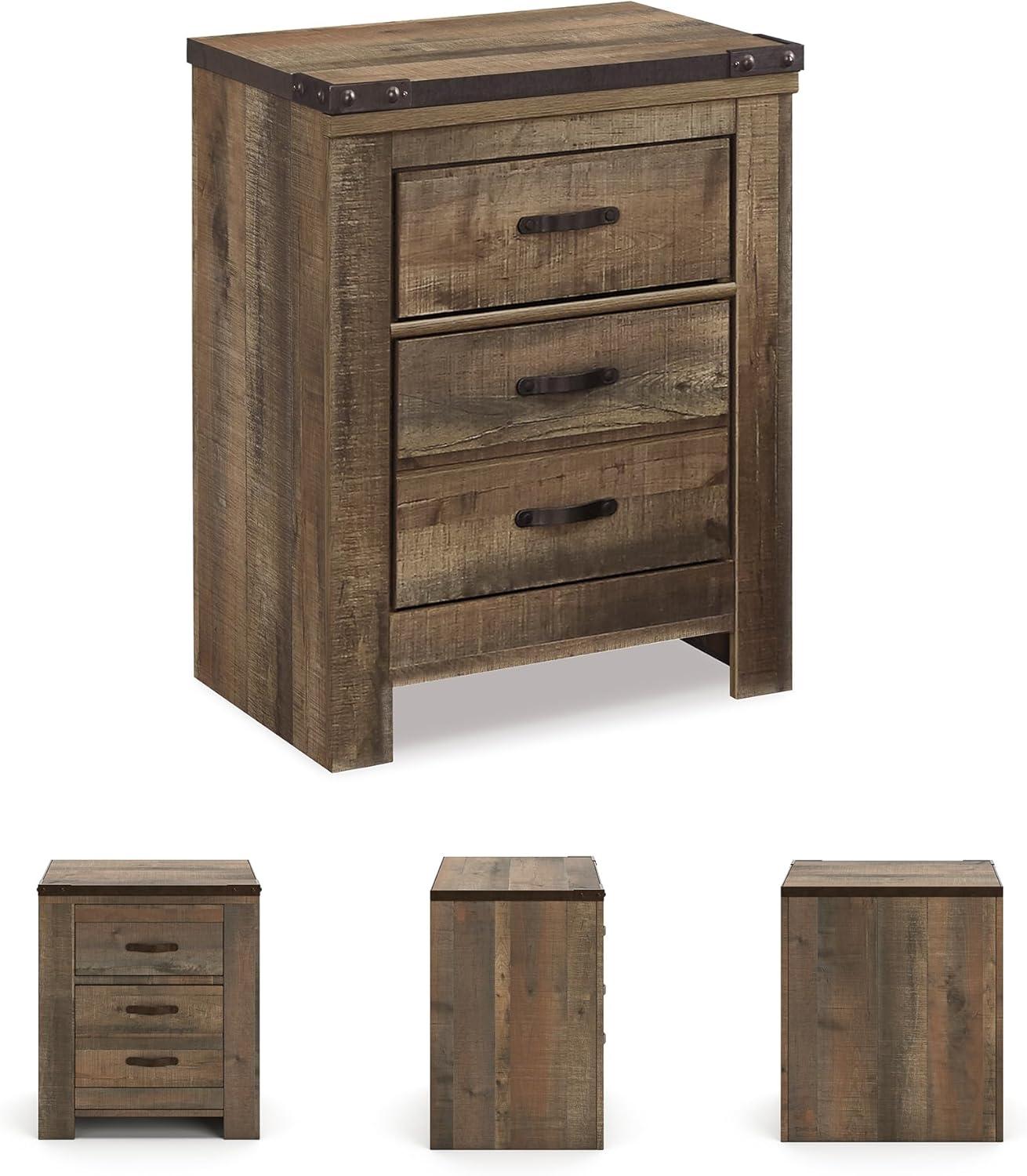 imageSignature Design by Ashley Juararo Rustic 2 Drawer Nightstand 2921quot Tall Dark BrownWarm Brown