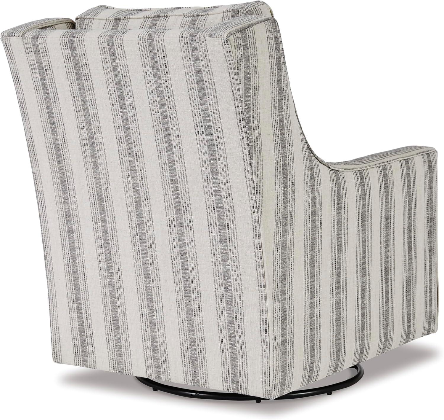imageSignature Design by Ashley Kambria Striped Upholstered Swivel Accent Glider Chair Ivory ampamp BlackStriped Gray