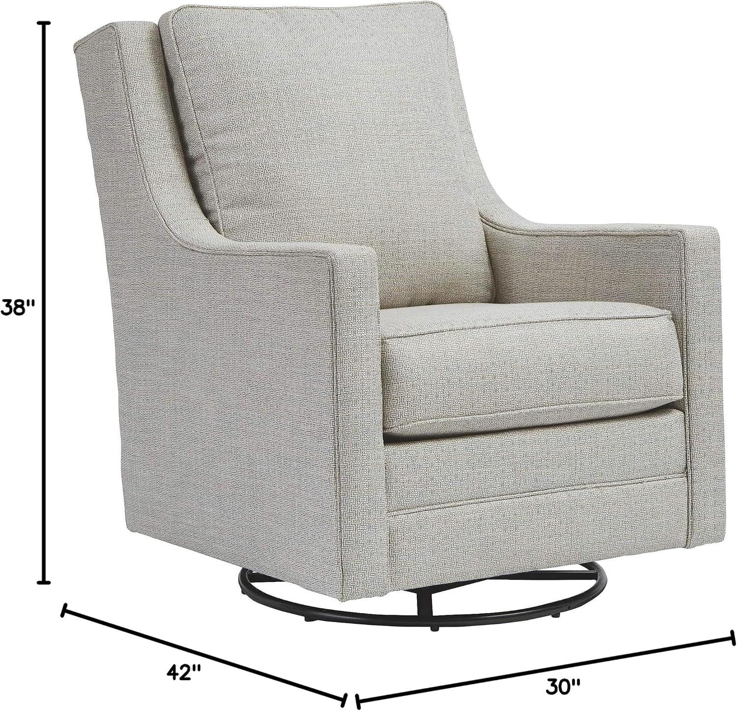 imageSignature Design by Ashley Kambria Striped Upholstered Swivel Accent Glider Chair Ivory ampamp BlackWhite