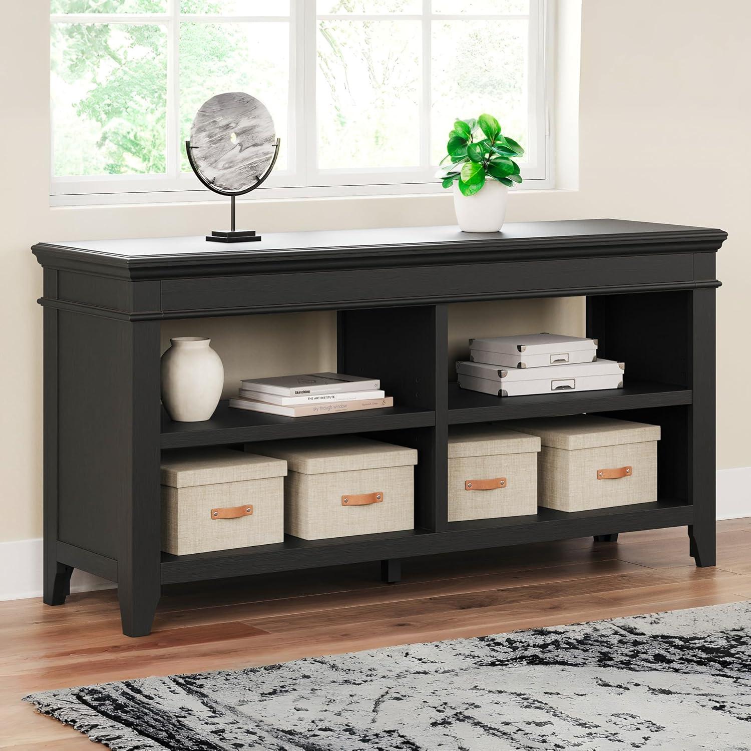imageSignature Design by Ashley Kanwyn Classic Credenza with 2 Adjustable Shelves WhiteBlack