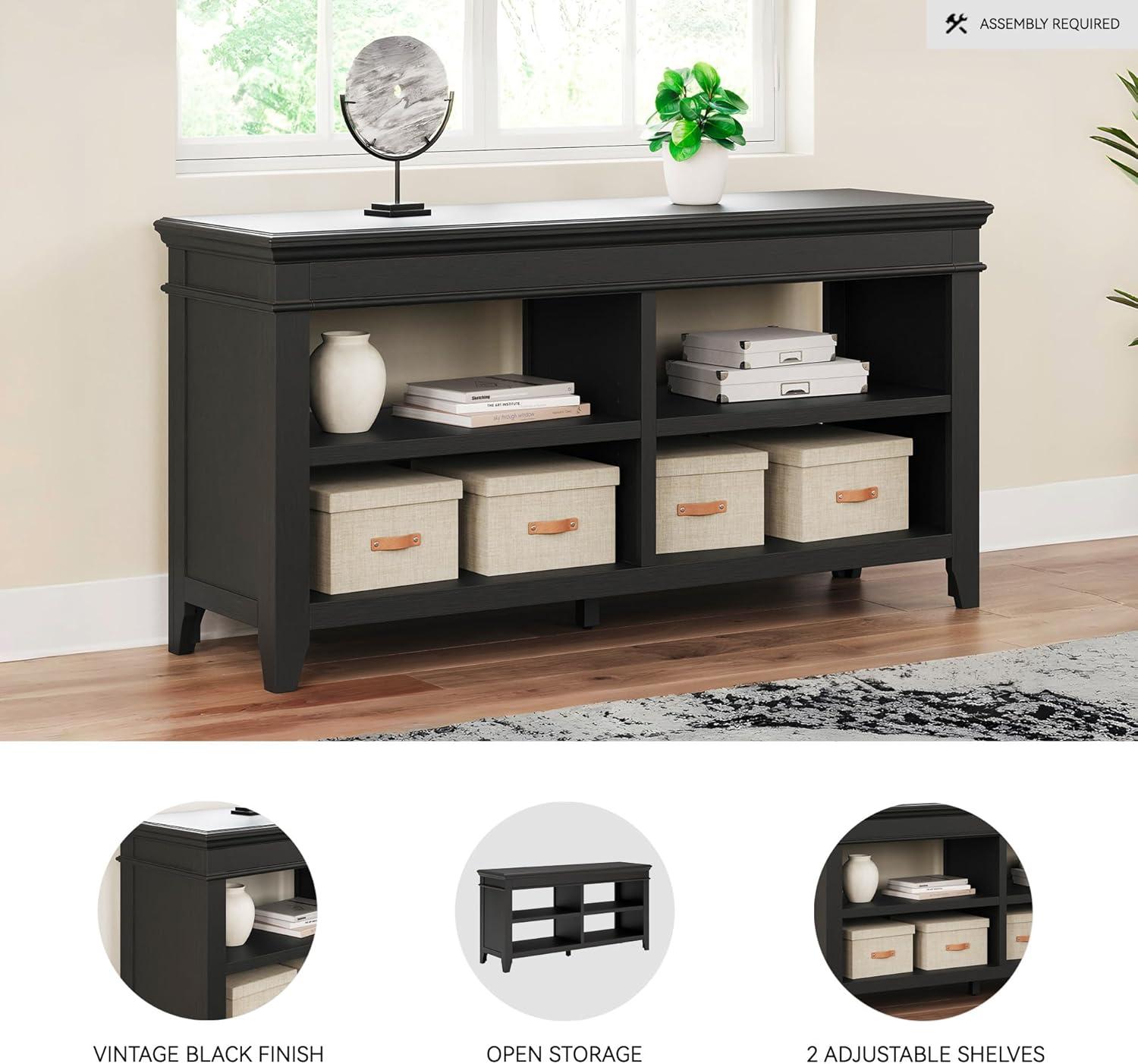 imageSignature Design by Ashley Kanwyn Classic Credenza with 2 Adjustable Shelves WhiteBlack