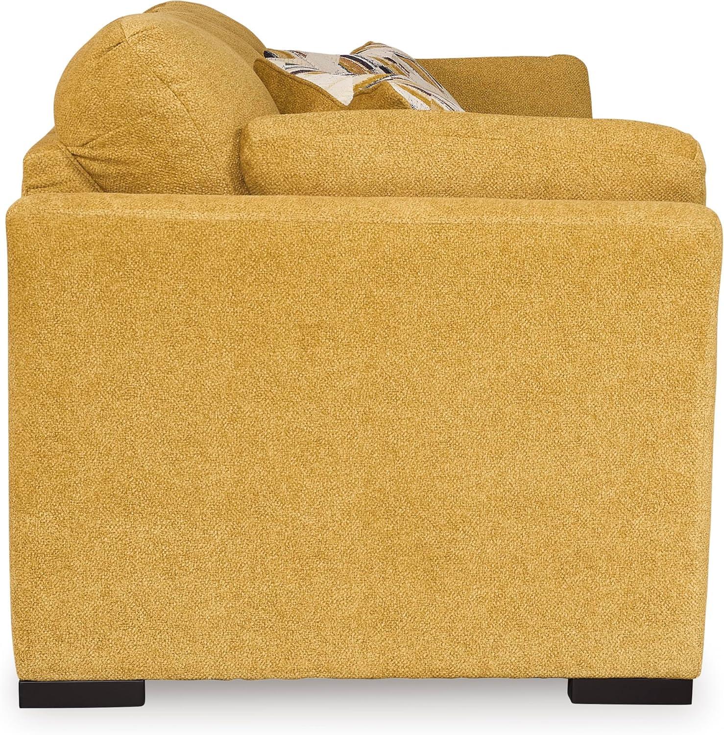 imageSignature Design by Ashley Keerwick Scandinavian 2in1 Sofa Sleeper with Folding Gel Memory Foam Mattress and 4 Pillows Queen YellowYellow