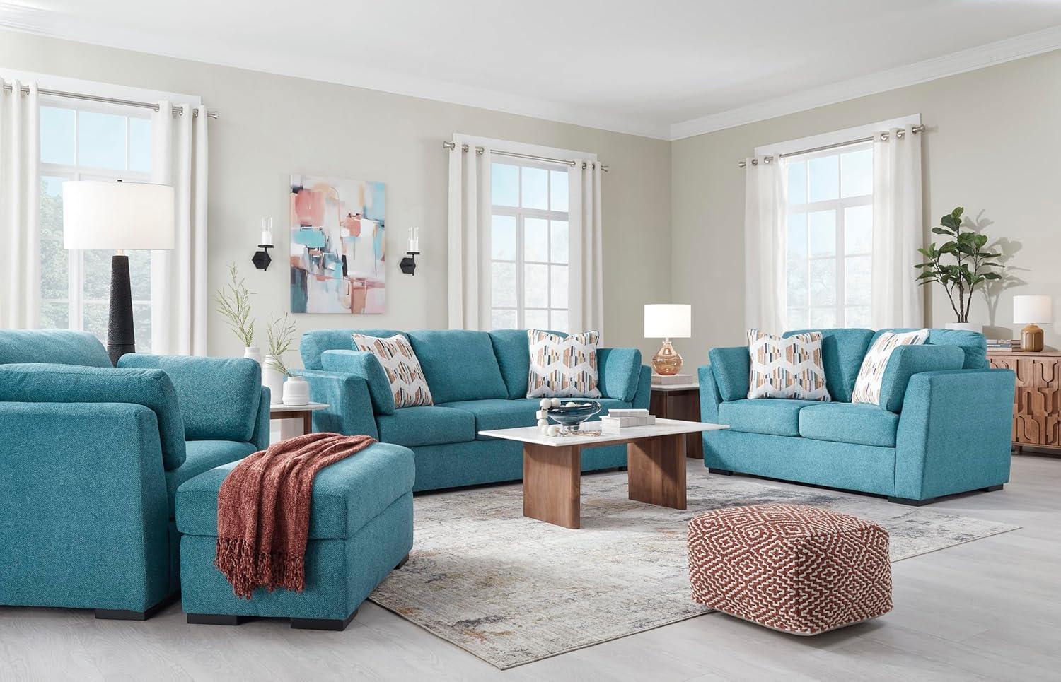 imageSignature Design by Ashley Keerwick Scandinavian Upholstered Oversized Chair with 2 Bolster Pillows BlueBlue
