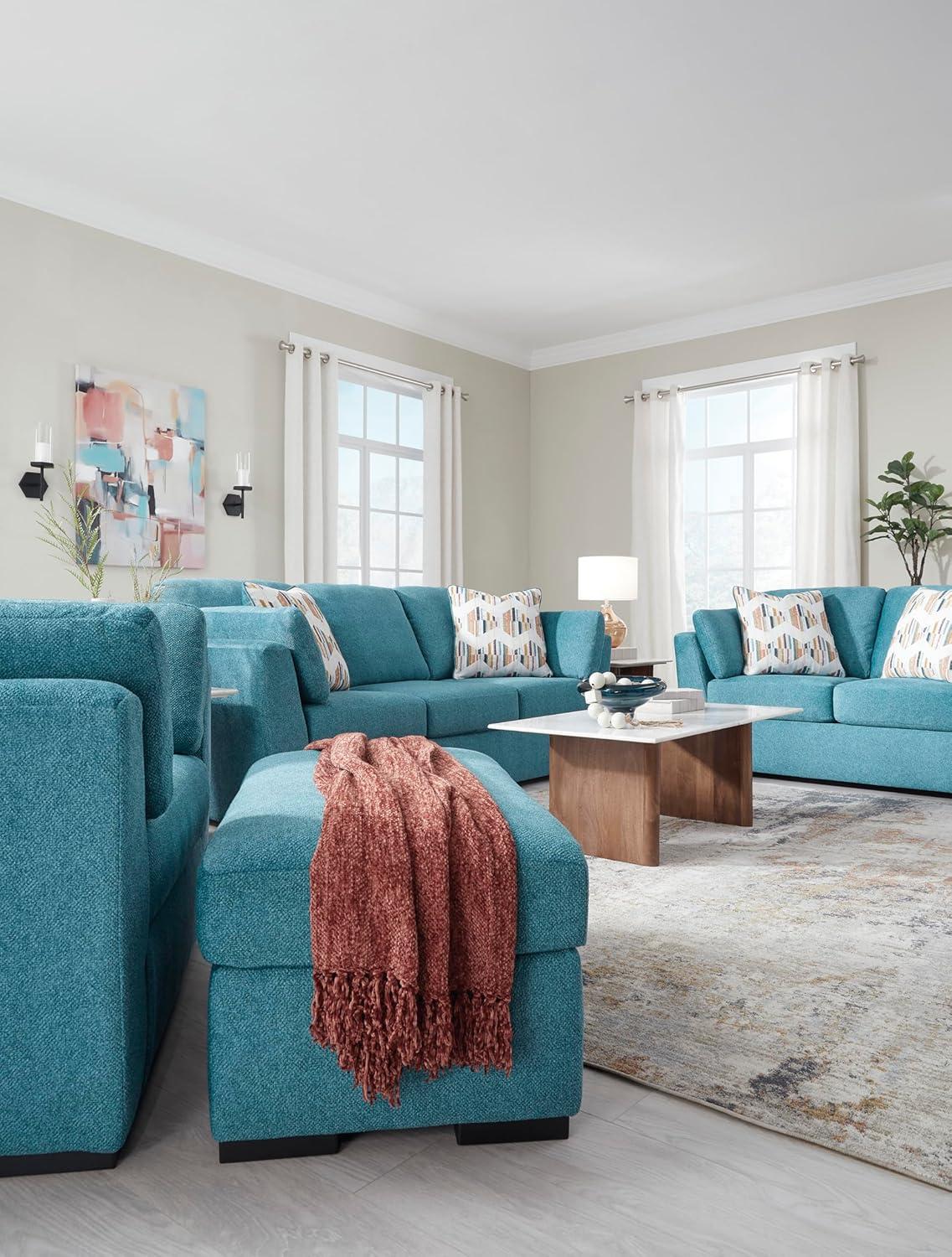 imageSignature Design by Ashley Keerwick Scandinavian Upholstered Oversized Chair with 2 Bolster Pillows BlueBlue