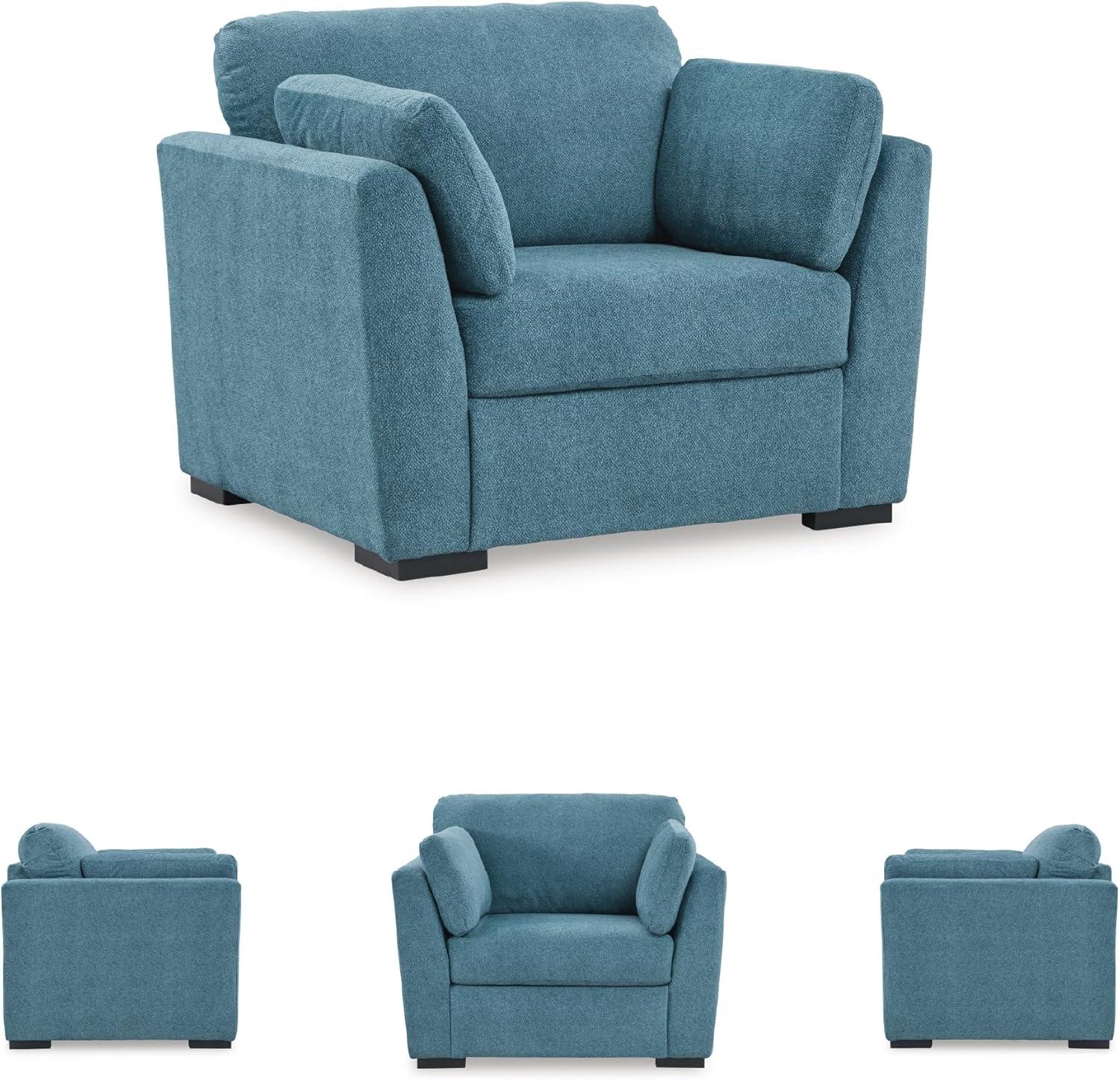 imageSignature Design by Ashley Keerwick Scandinavian Upholstered Oversized Chair with 2 Bolster Pillows BlueBlue