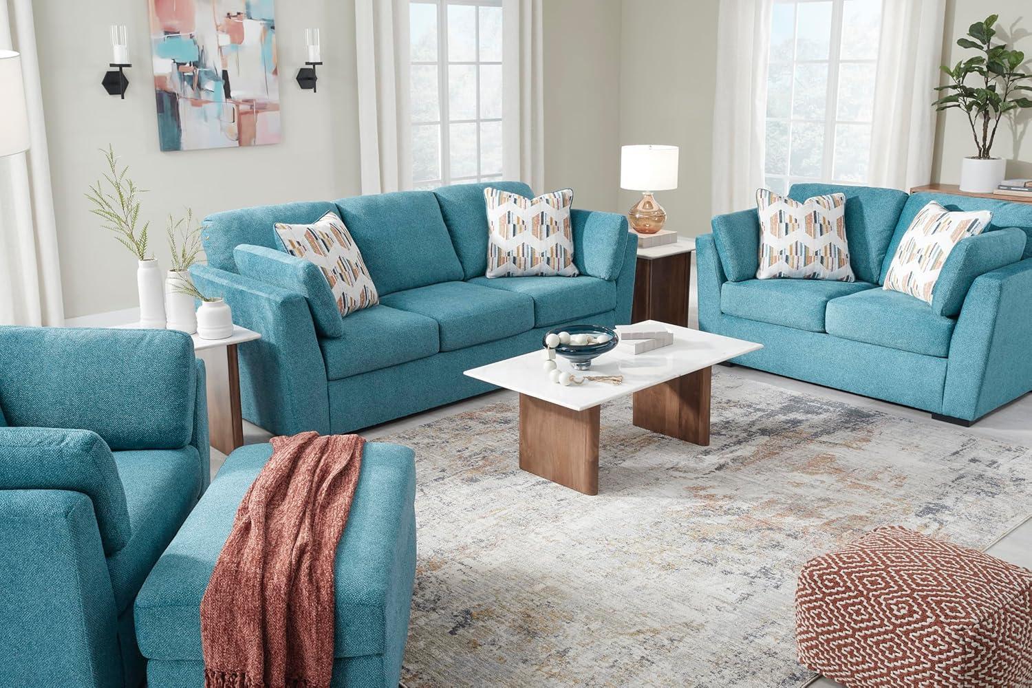 imageSignature Design by Ashley Keerwick Scandinavian Upholstered Oversized Chair with 2 Bolster Pillows BlueBlue