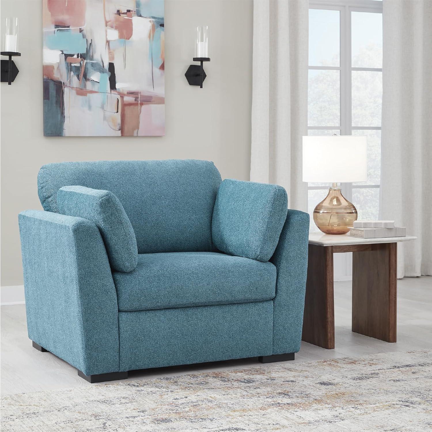 imageSignature Design by Ashley Keerwick Scandinavian Upholstered Oversized Chair with 2 Bolster Pillows BlueBlue