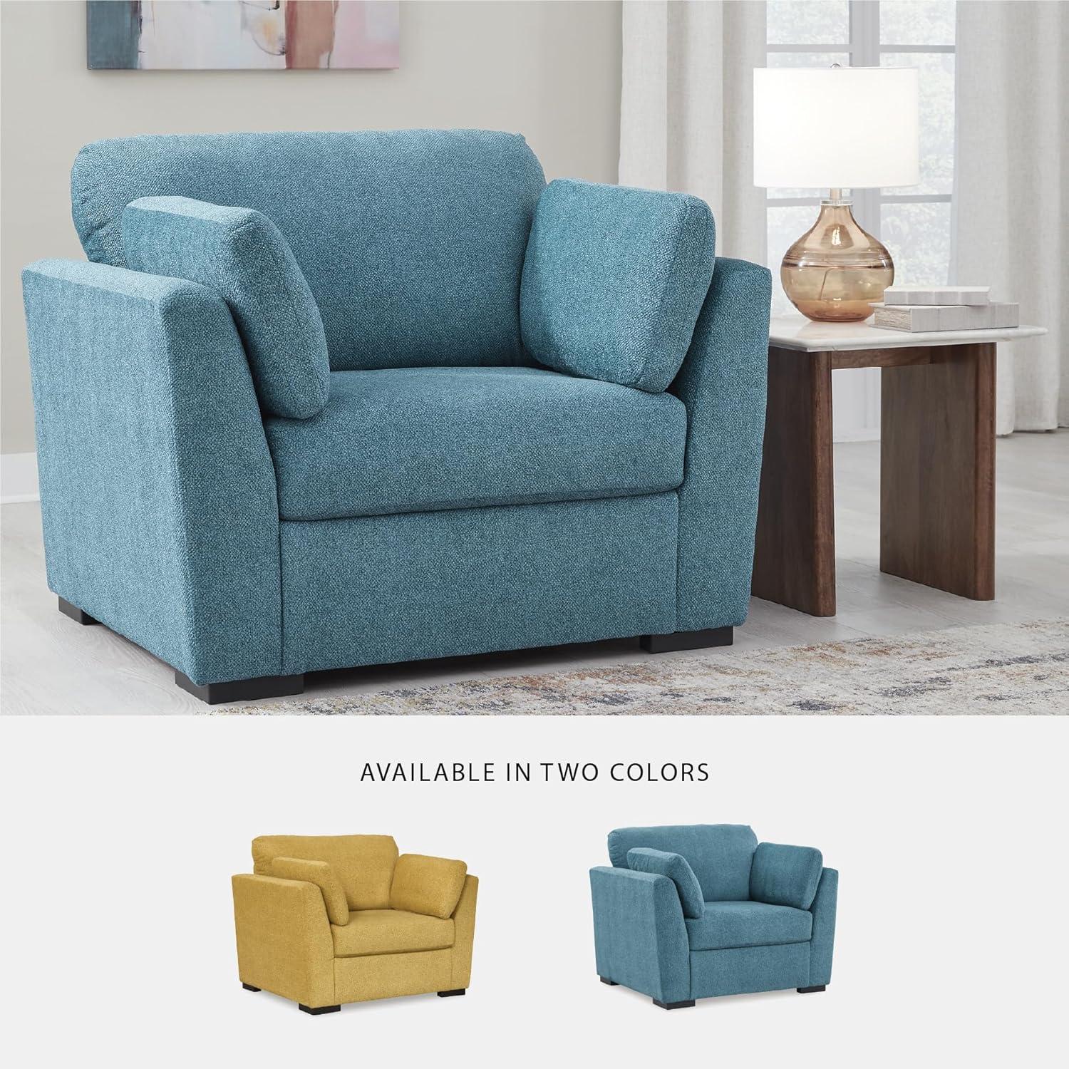 imageSignature Design by Ashley Keerwick Scandinavian Upholstered Oversized Chair with 2 Bolster Pillows BlueBlue