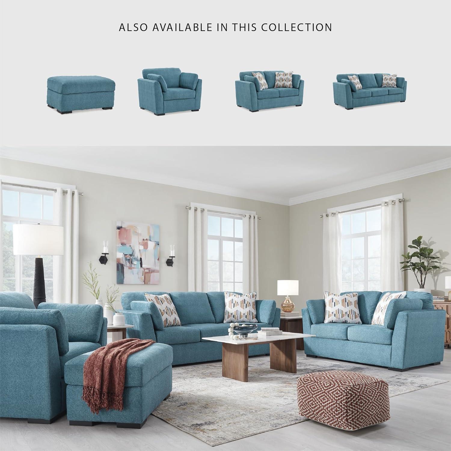 imageSignature Design by Ashley Keerwick Scandinavian Upholstered Oversized Chair with 2 Bolster Pillows BlueBlue