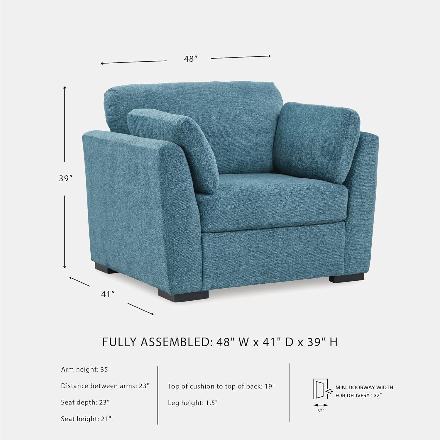 imageSignature Design by Ashley Keerwick Scandinavian Upholstered Oversized Chair with 2 Bolster Pillows BlueBlue