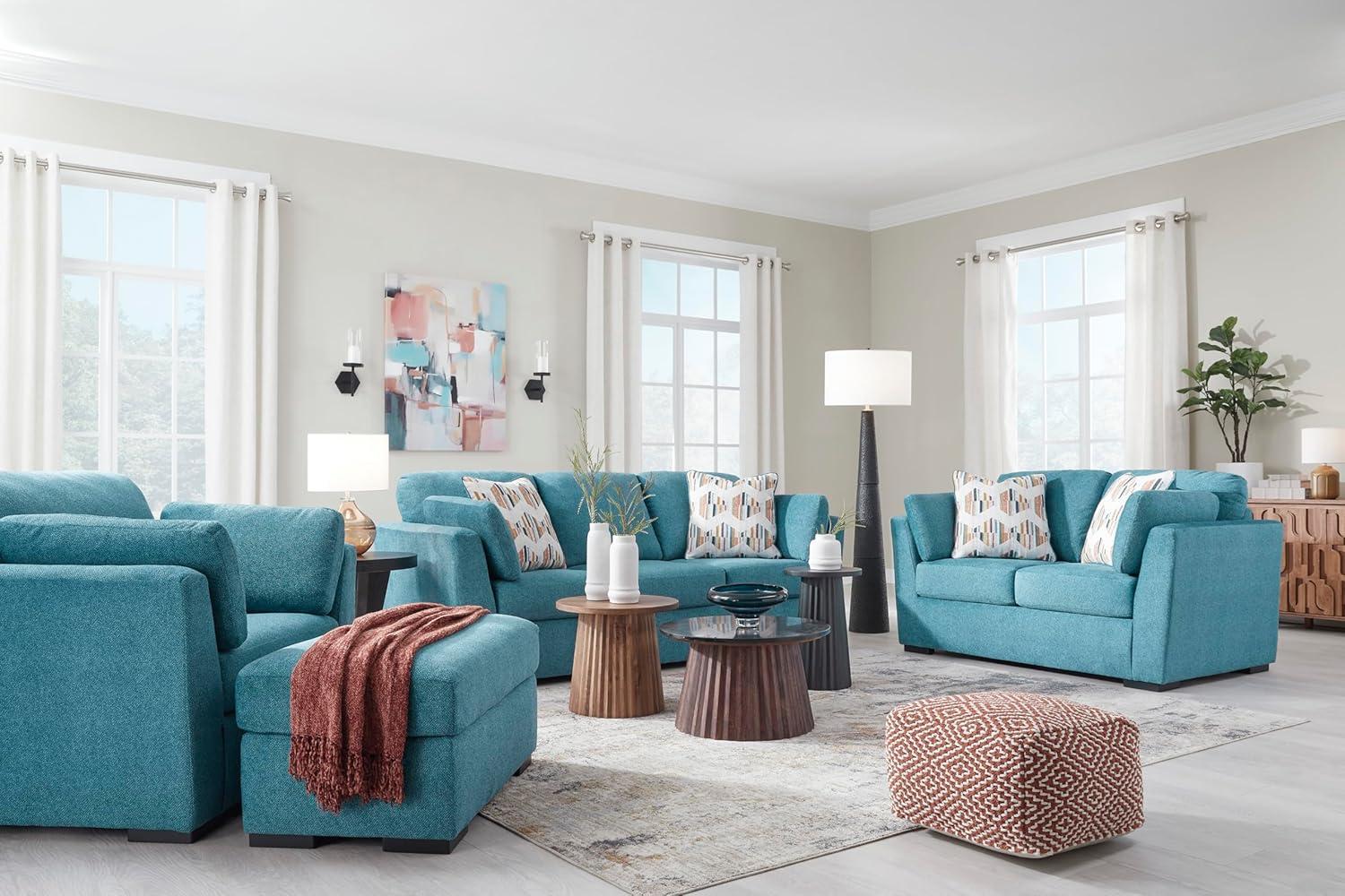 imageSignature Design by Ashley Keerwick Scandinavian Upholstered Oversized Chair with 2 Bolster Pillows BlueBlue