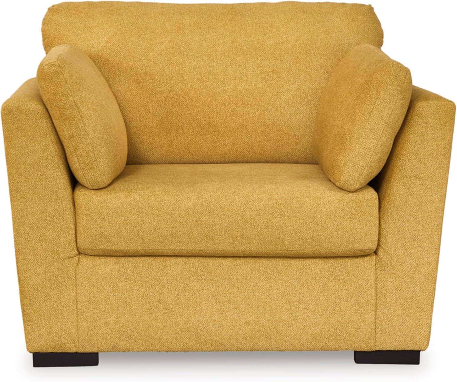 imageSignature Design by Ashley Keerwick Scandinavian Upholstered Oversized Chair with 2 Bolster Pillows BlueYellow