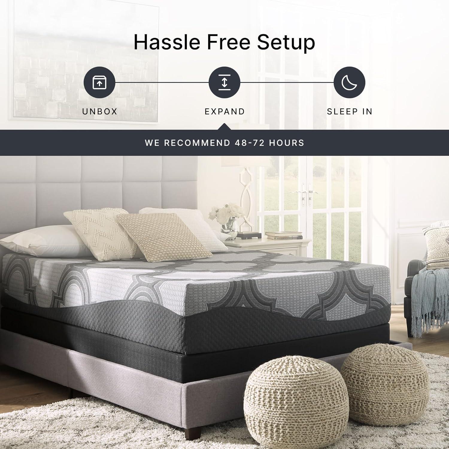 imageSignature Design by Ashley King Size 12 Inch Hybrid Mattress with Cooling Gel Memory Foam and Lumbar Support Form Fiberglass Free Mattress In A Box2Piece King foundation and Mattress